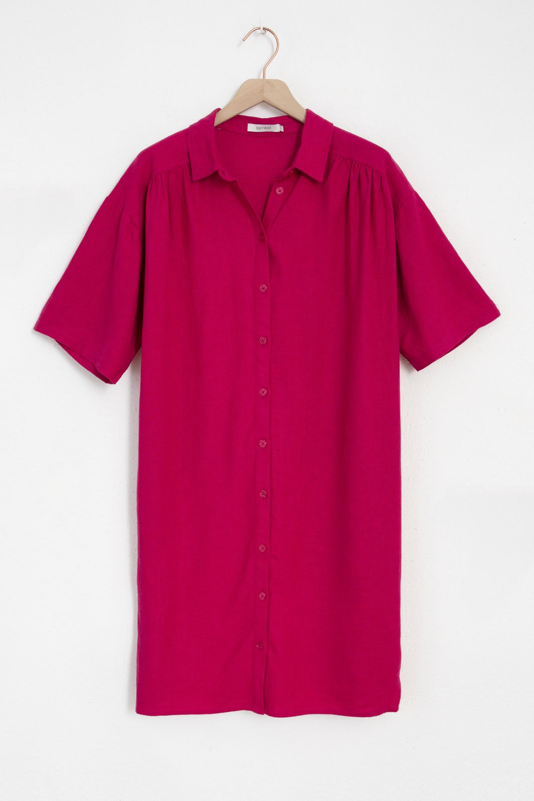 Robe chemise en lin - rose