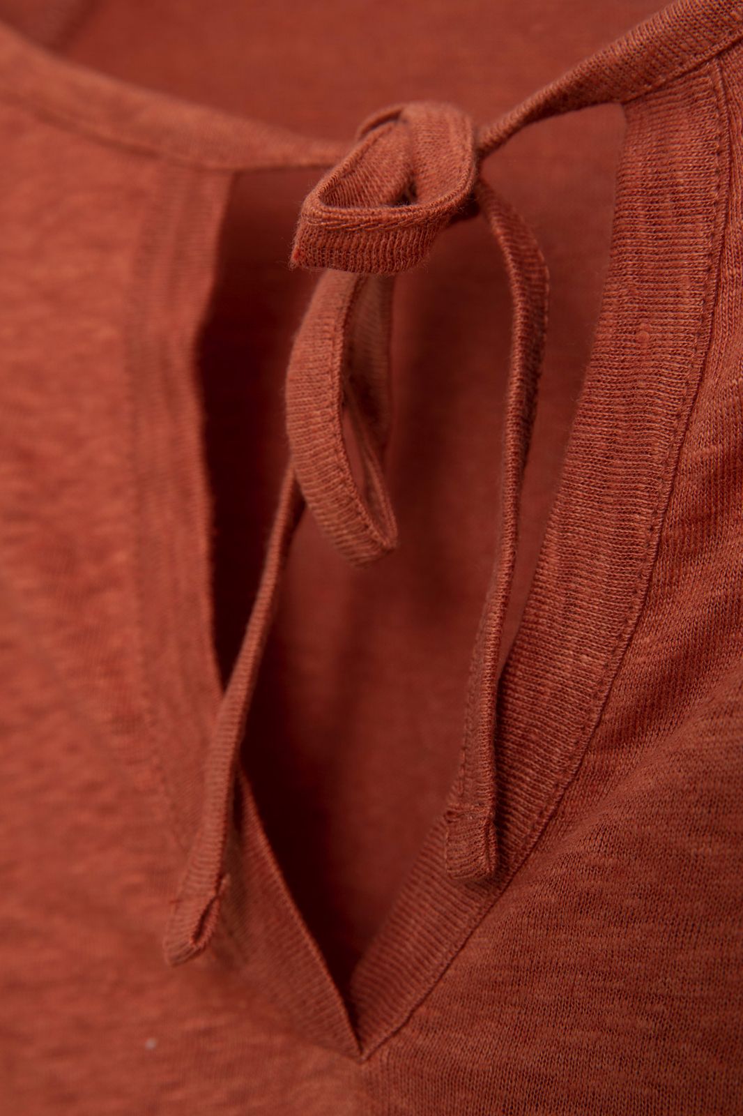 T-shirt en lin avec manches bouffantes - rouge