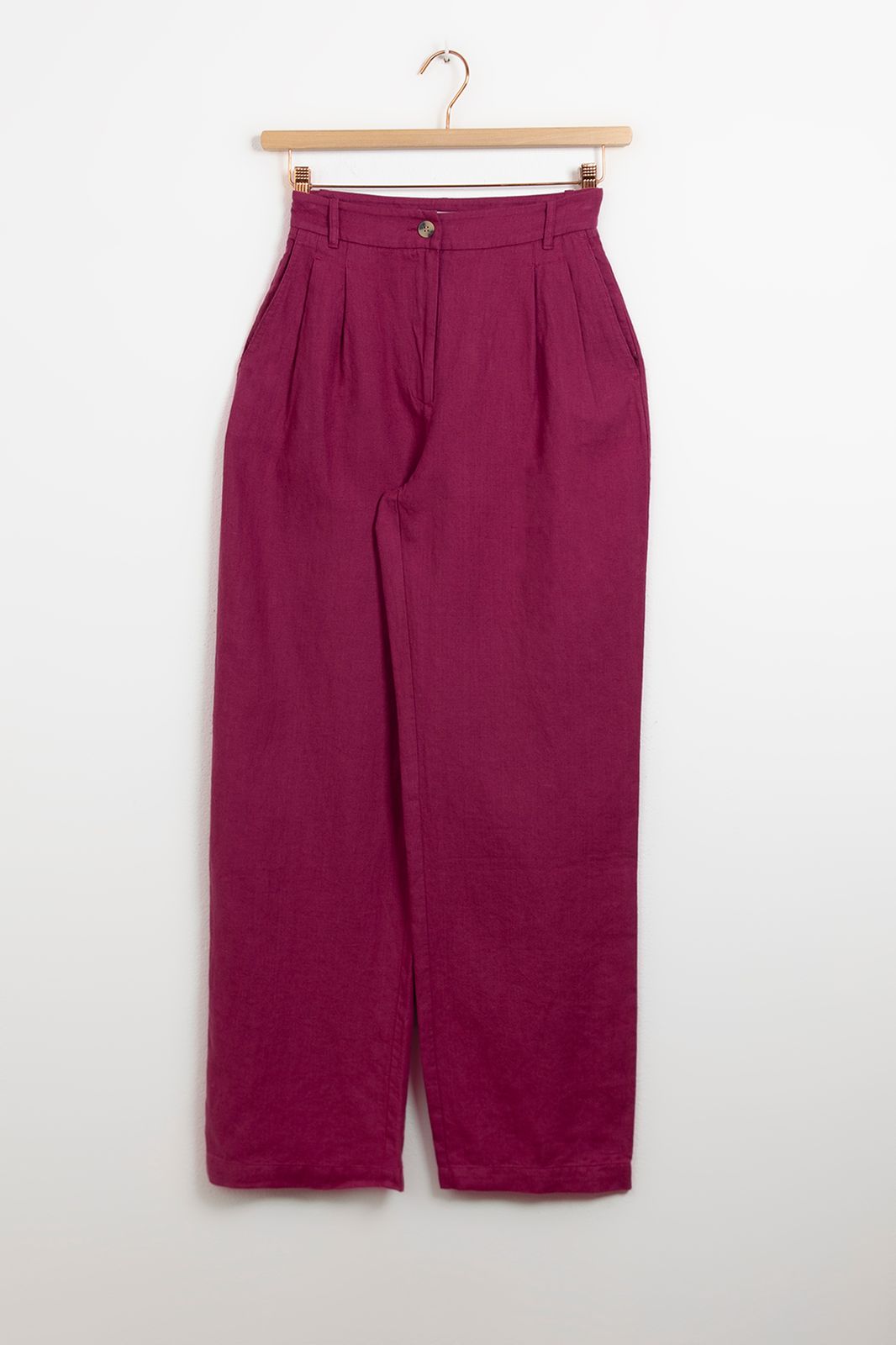 Pantalon jambes larges en lin - violet