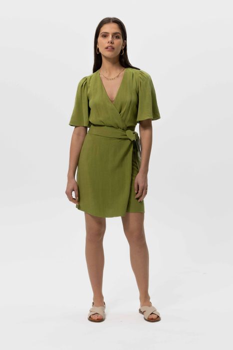 Groene linnen overslagjurk Dames Sissy-Boy