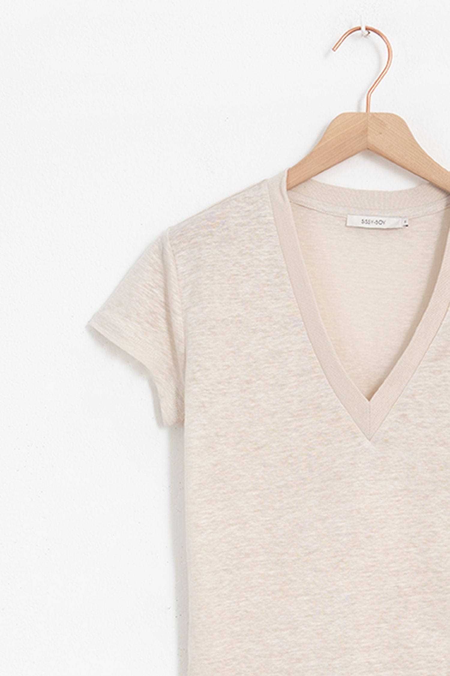 Beige shirt dames online lange mouw