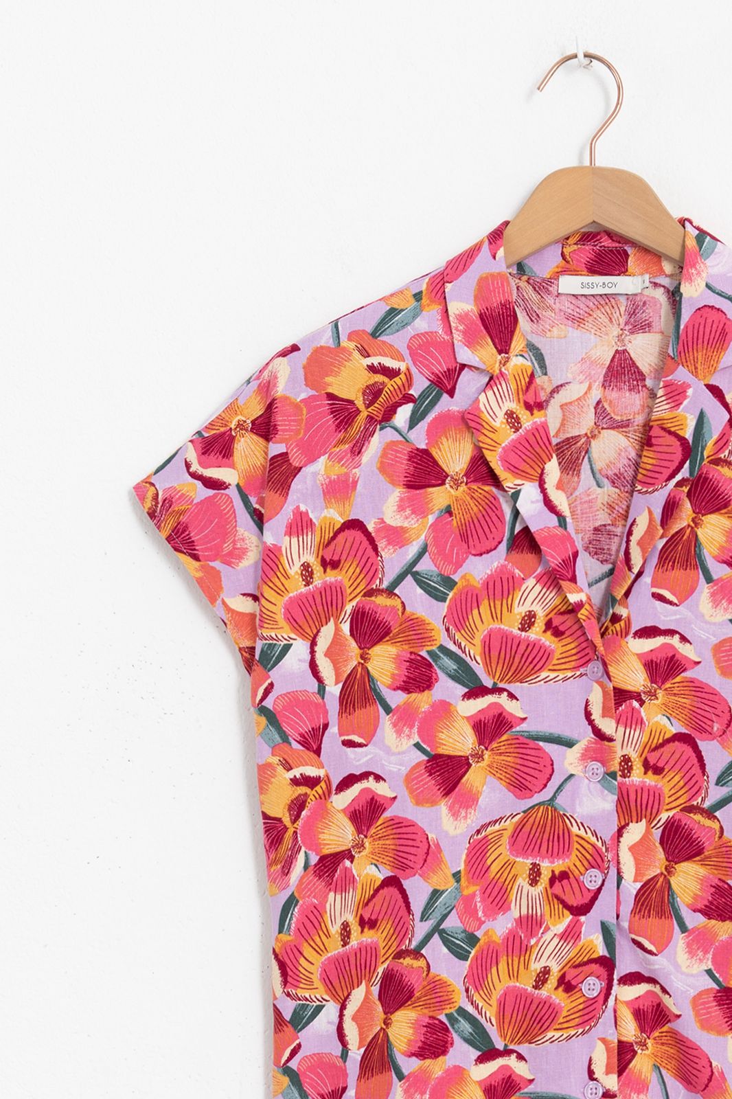 Roze boxy blouse met bloemenprint