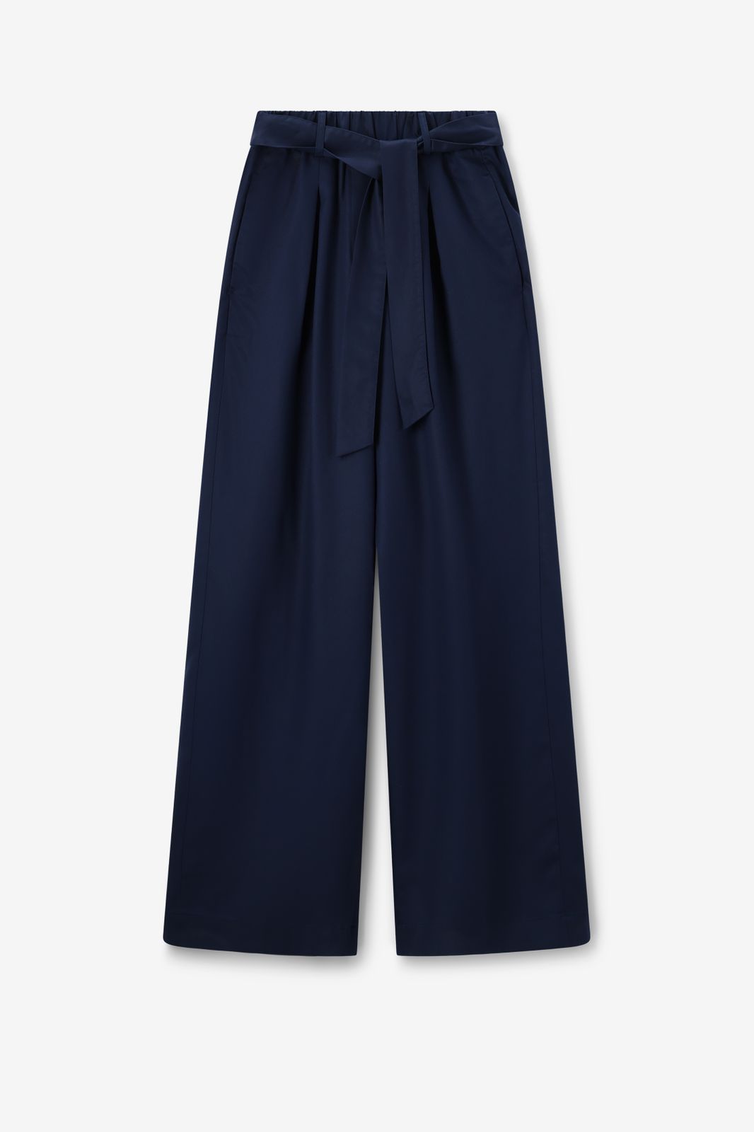 Donkerblauwe high waist wide leg broek