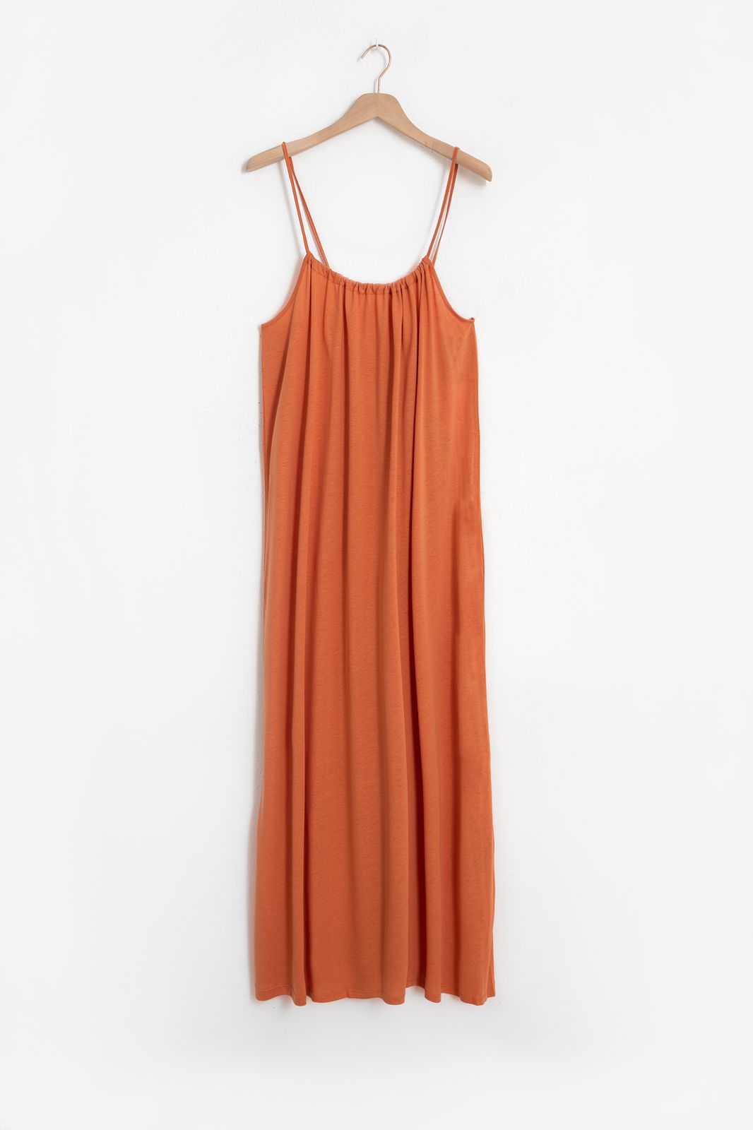 Oranje maxi jurk met spaghetti bandjes - Dames | Sissy-Boy