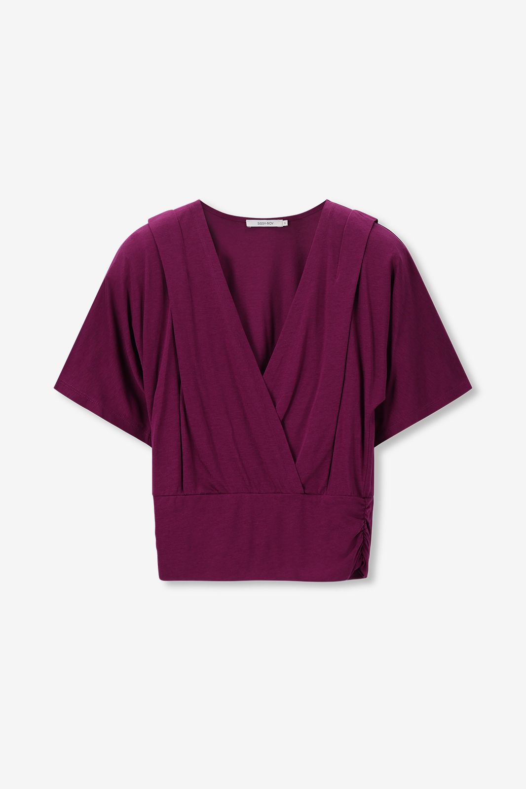T-shirt effet cache-cœur - violet foncé