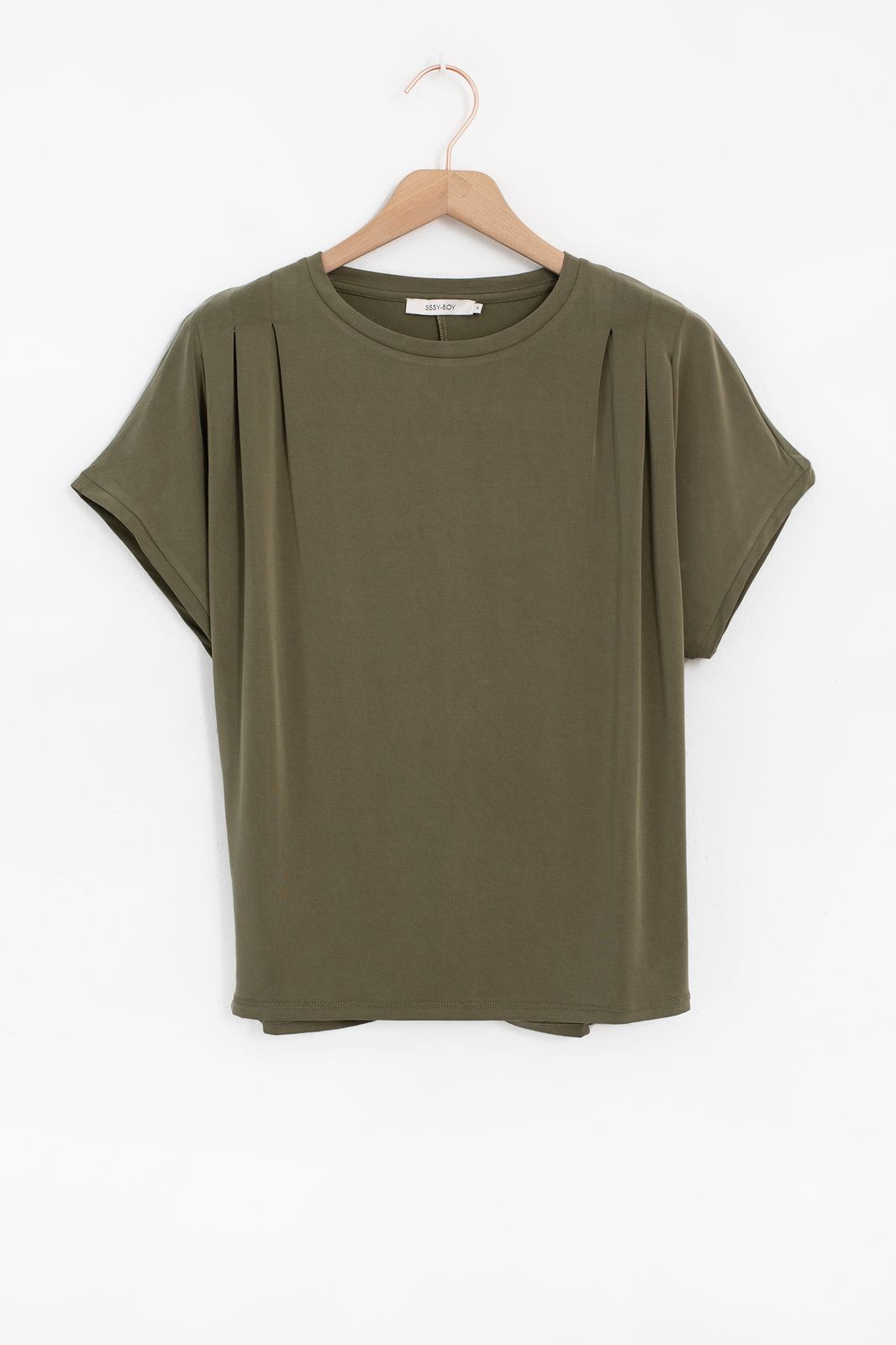 Khaki groen T-shirt met schouderdetail - Dames | Sissy-Boy