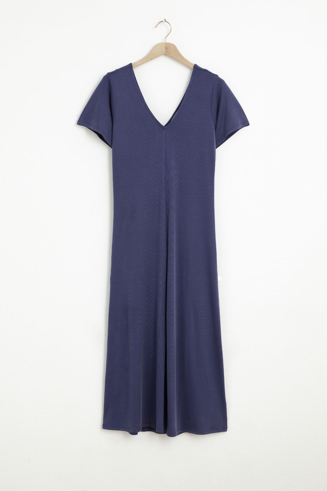 Langes Kleid aus Cupro - dunkelblau