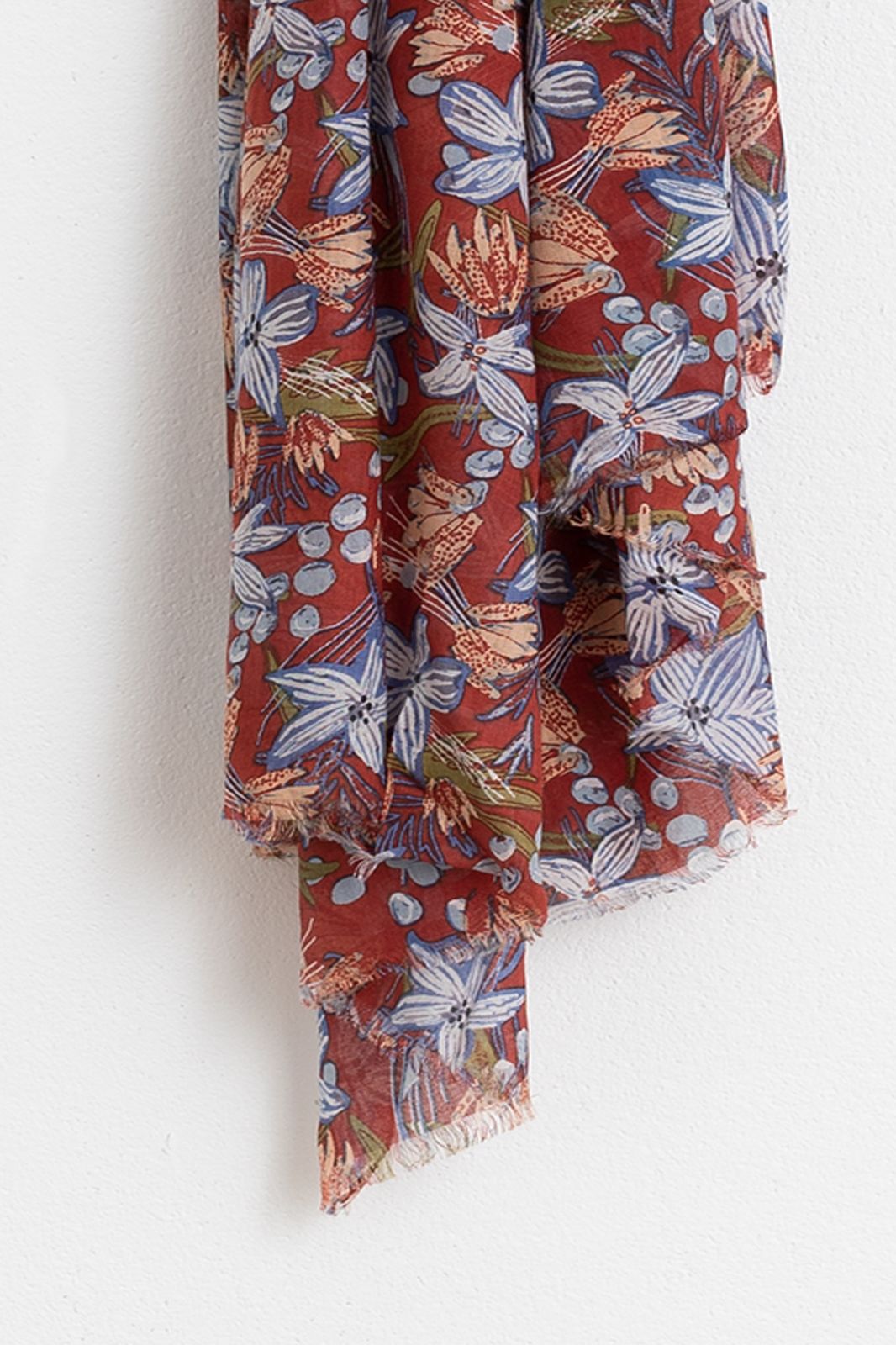 Foulard avec imprimé fleuri - rouge