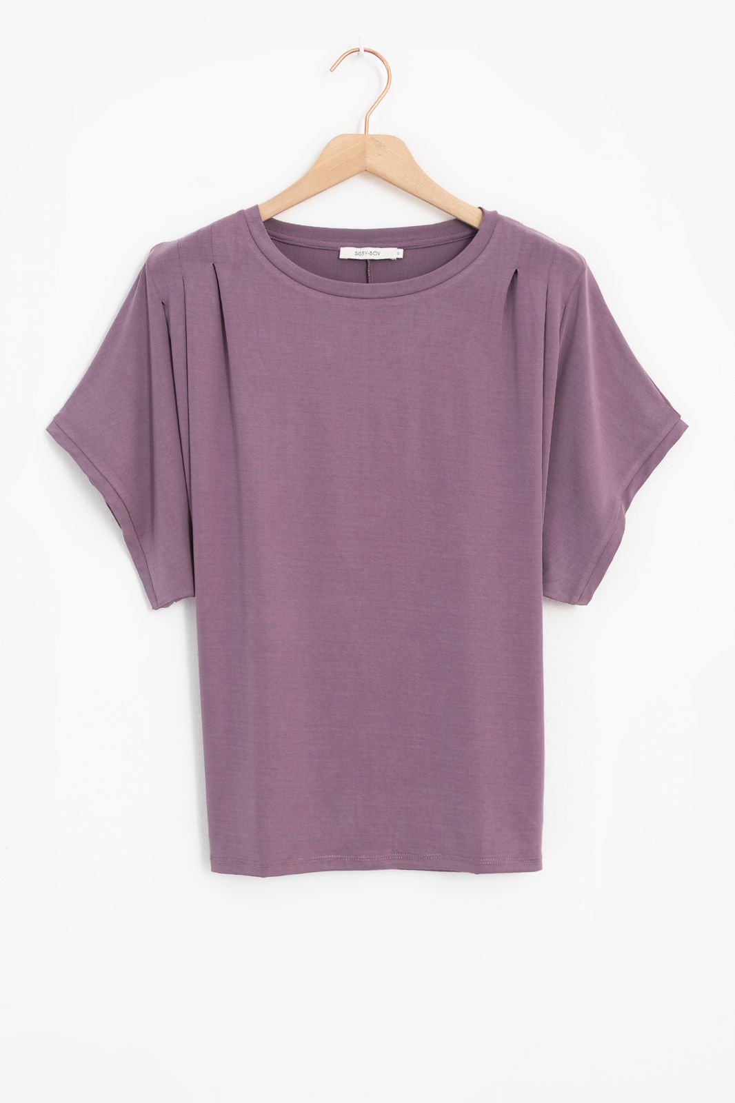 T-shirt avec plis - violet foncé