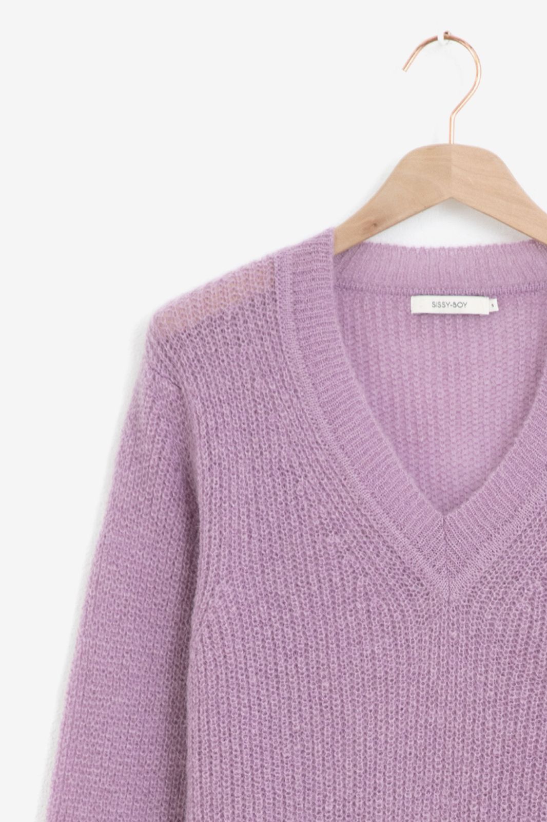 Lila Pullover mit V-Ausschnitt