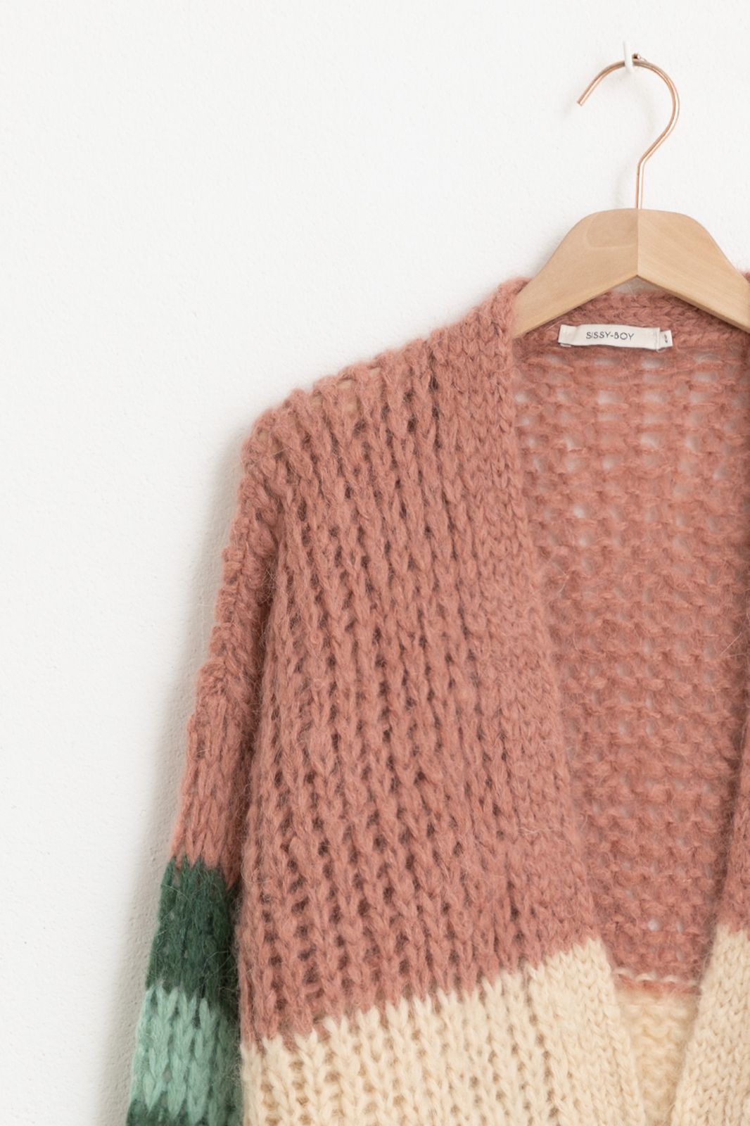 Gestreifte Strickjacke im Color-Blocking-Design