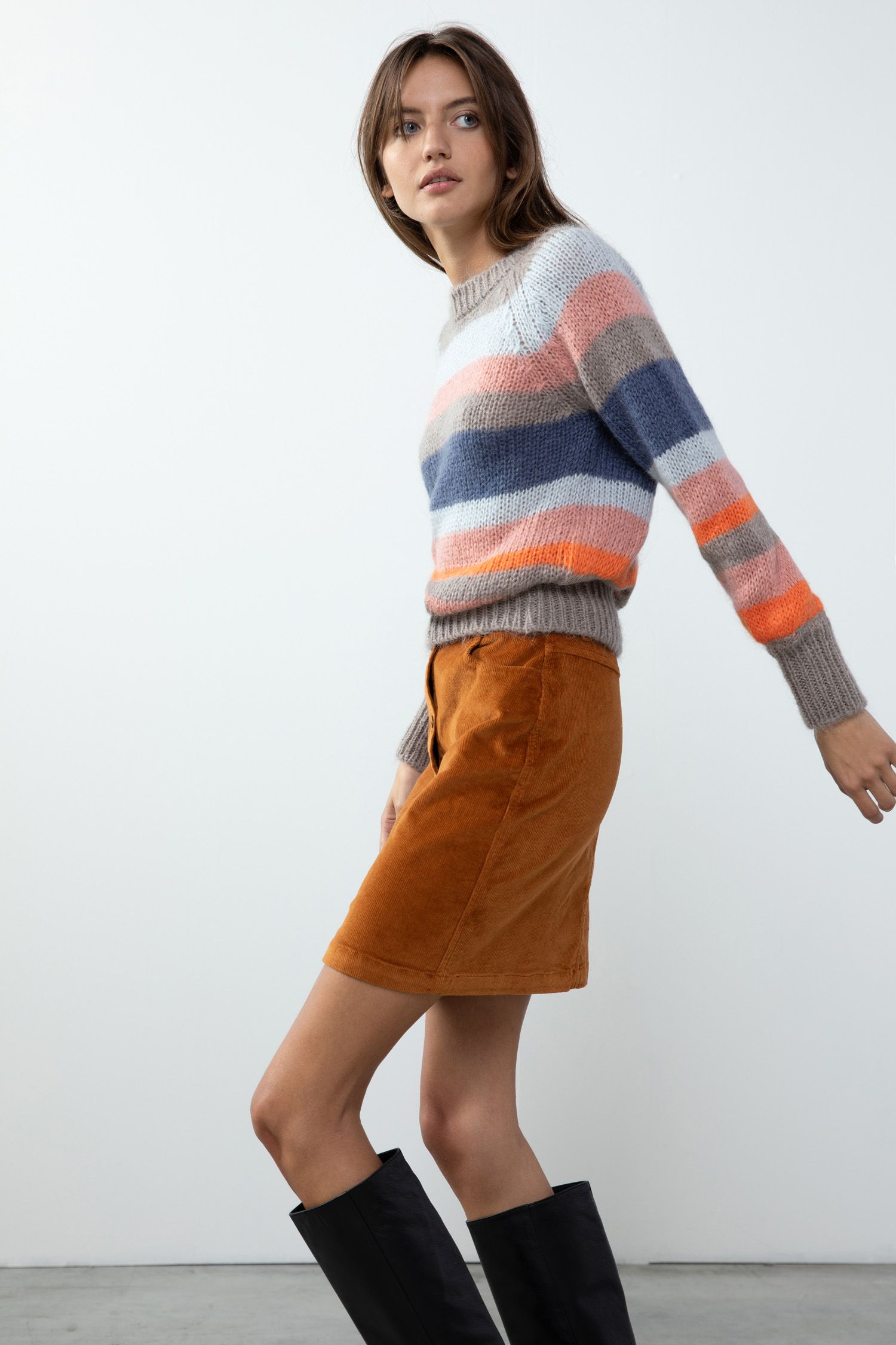Multicolor streep trui Dames | Sissy Boy Multicolor streep trui oranje Dames | Sissy Boy