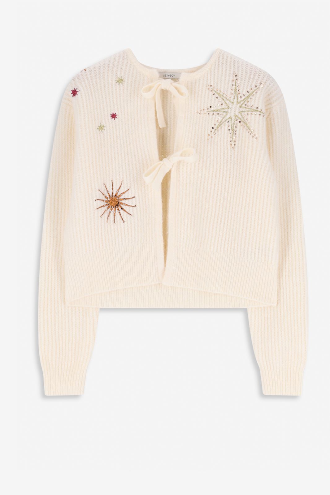 Gilet avec broderie et nœuds - blanc