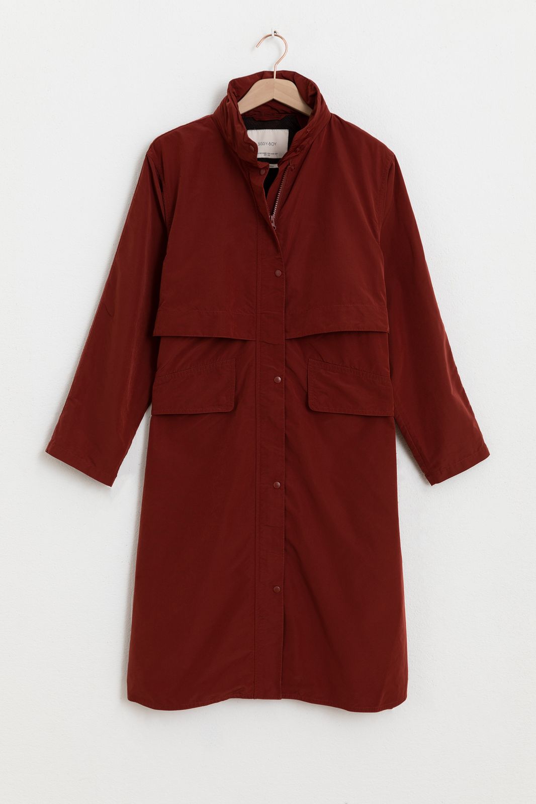 Manteau long nylon - rouge