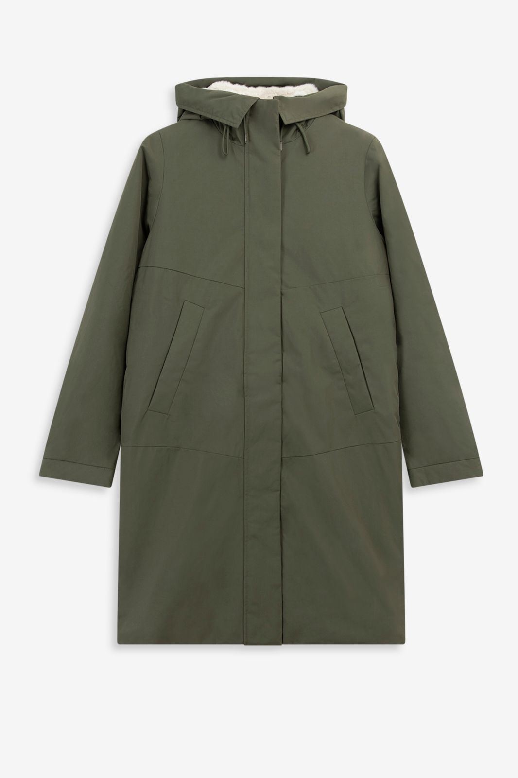 Parka avec doublure fausse fourrure amovible - vert foncé