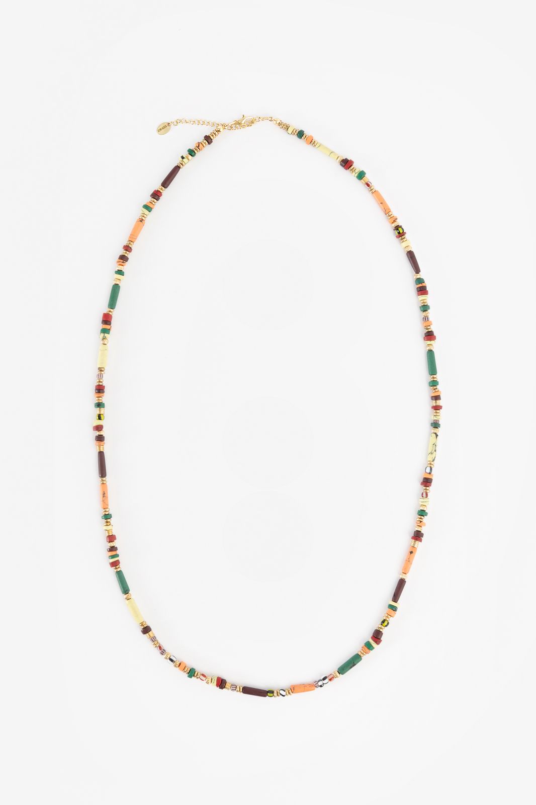 Collier long avec perles - multicolore