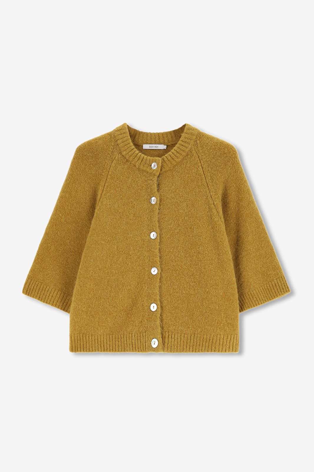 Strickjacke mit kurzem Arm - senfgelb