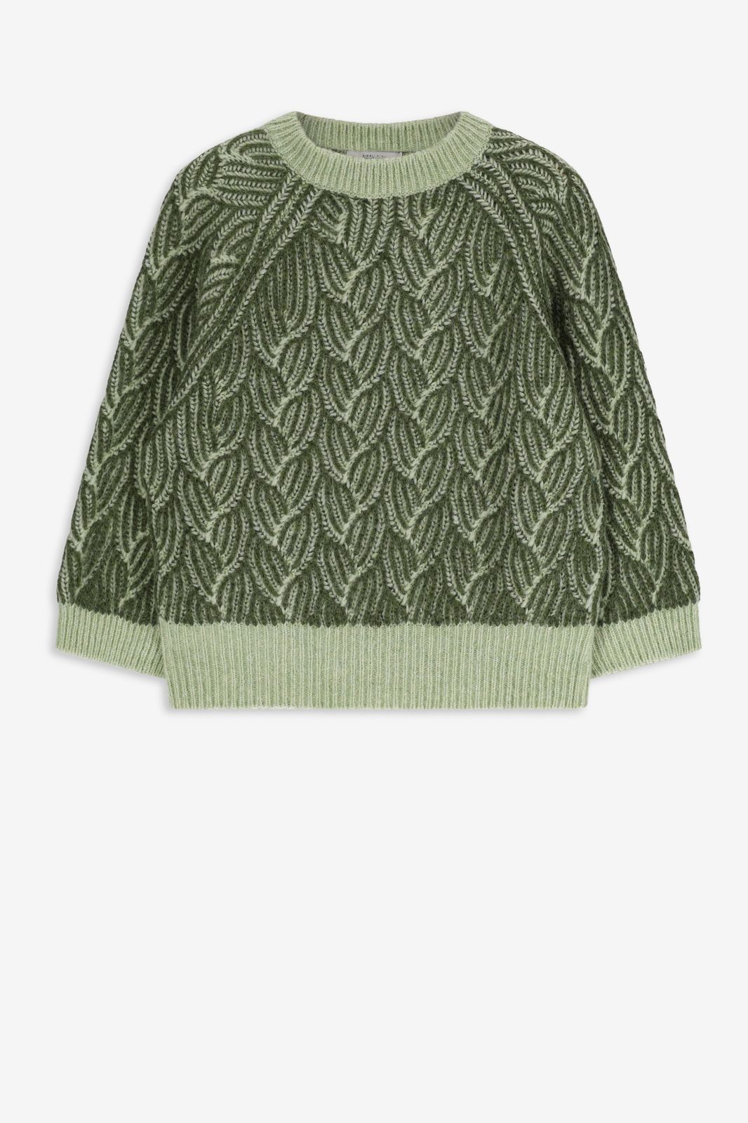 Strickpullover mit Zopfmuster - hellgrün