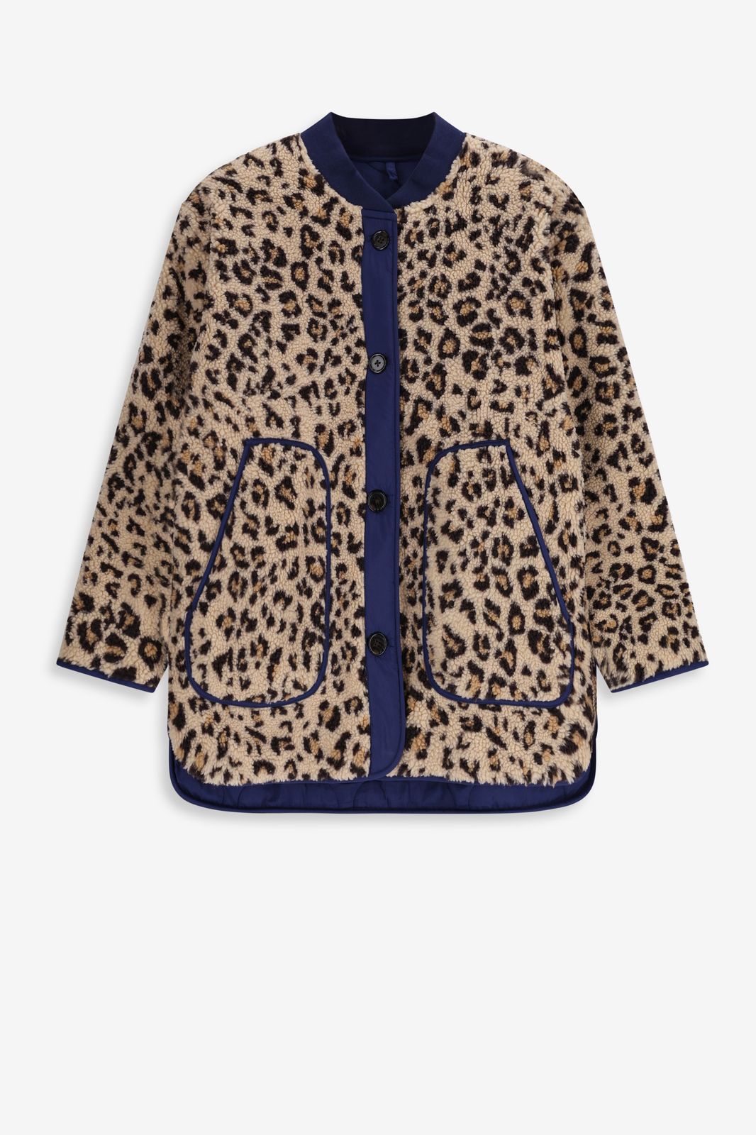 Teddy-Jacke mit Leoprint - braun