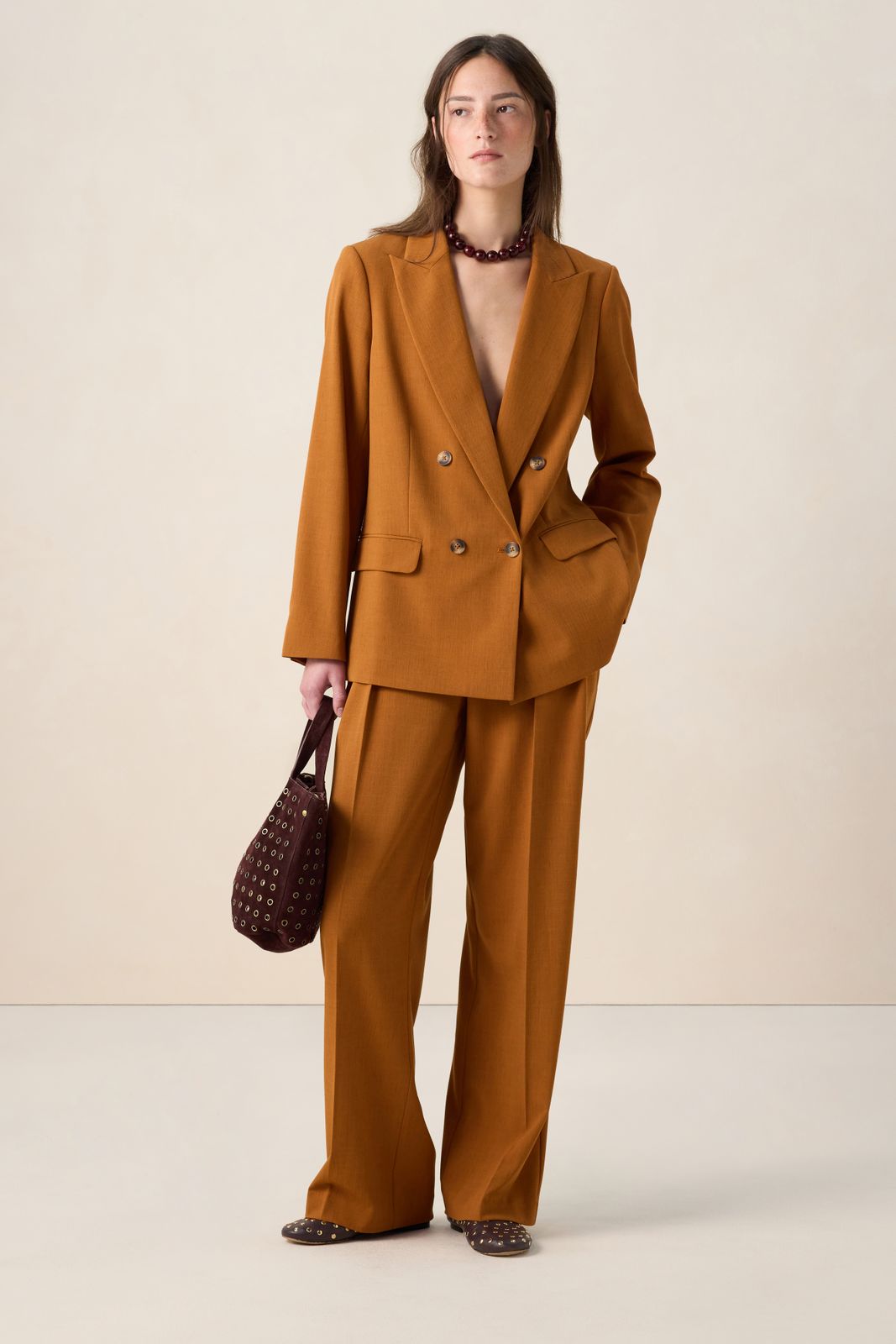 Weite High Waist Hose - braun