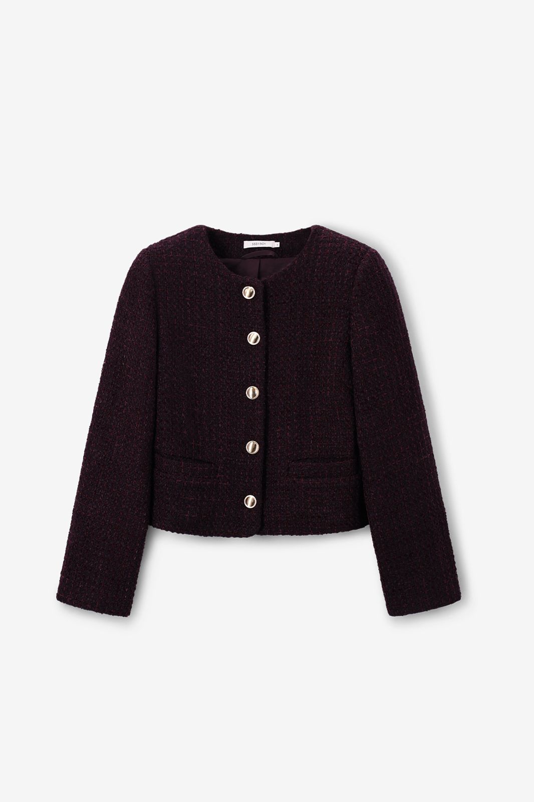 Bouclé-Jacke - dunkelrot