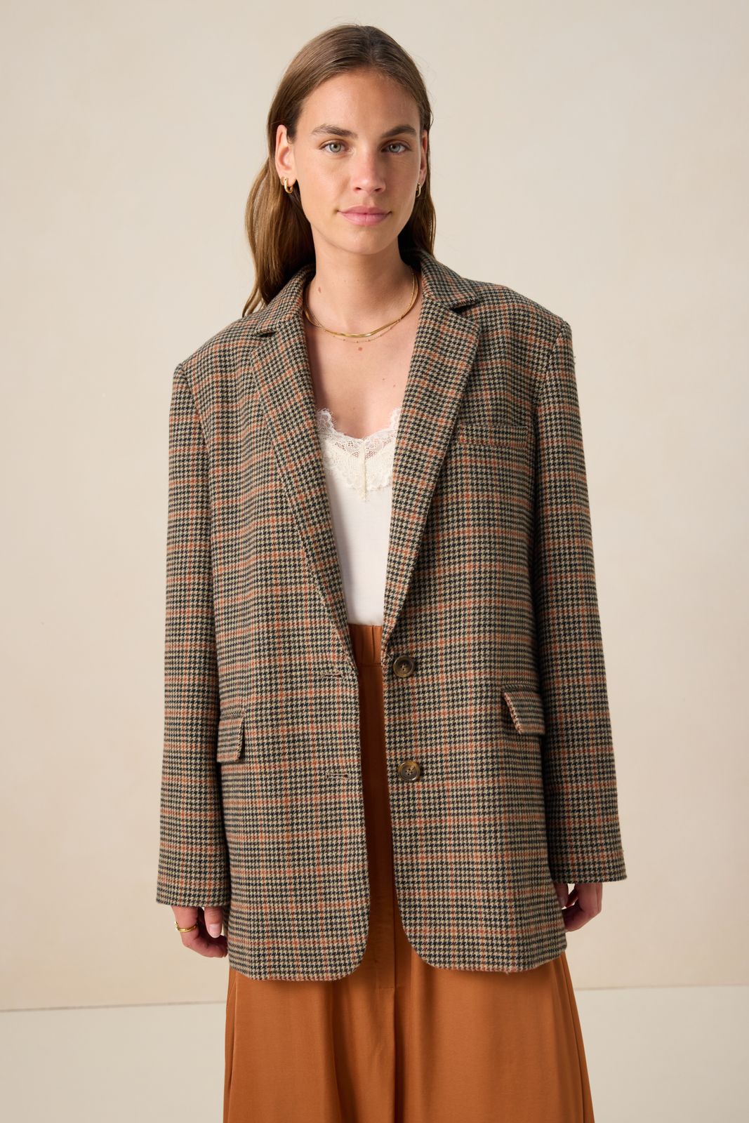 Karierter Blazer - dunkelbraun