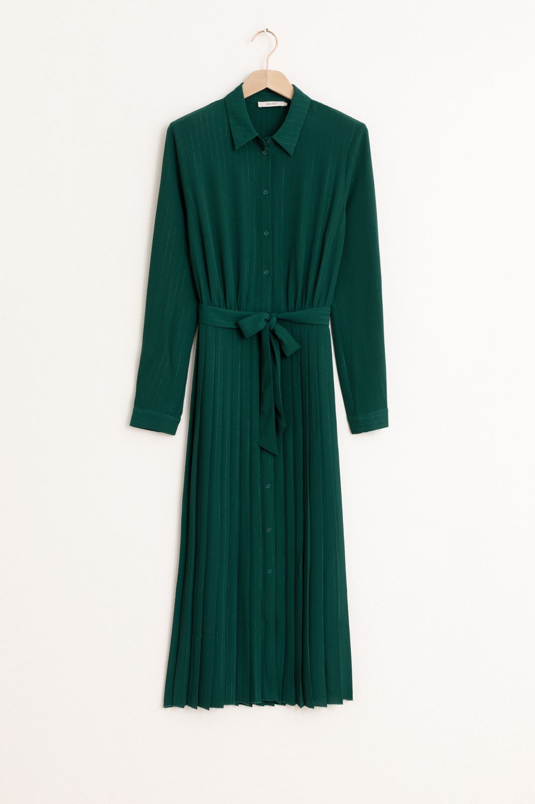 Grünes Plissee-Kleid