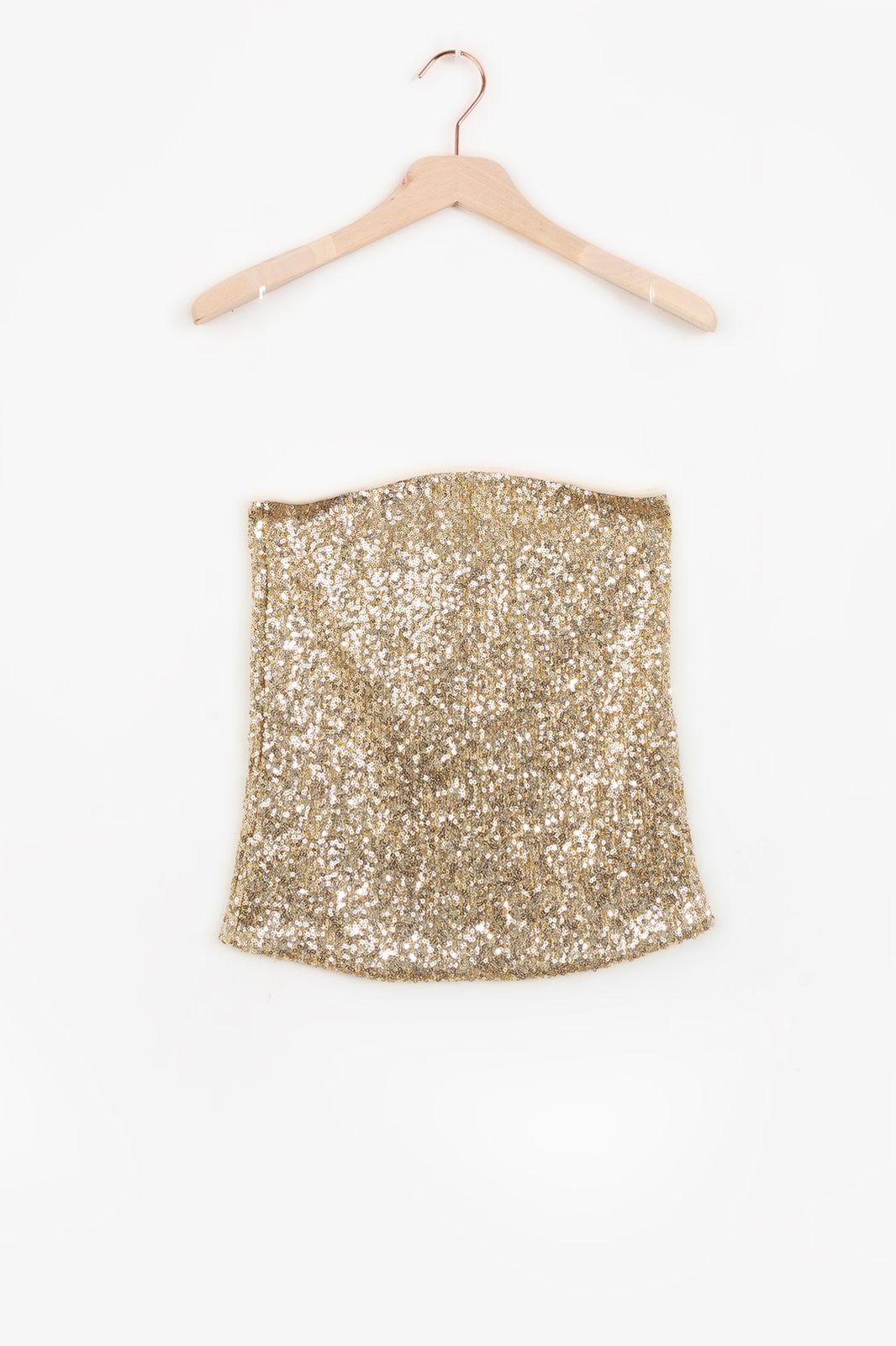 Bandeau-Top mit Pailletten - goldfarben