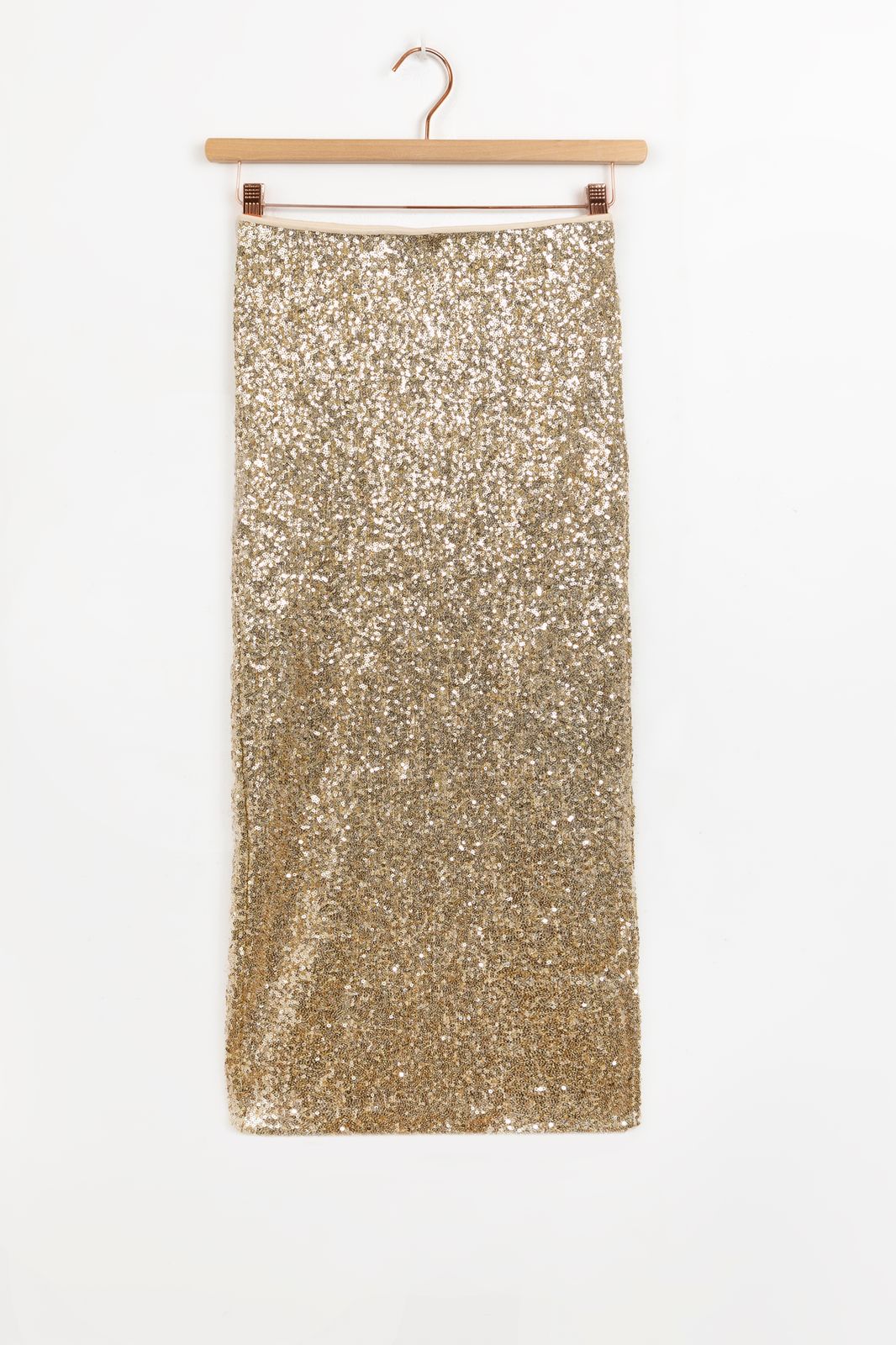 Maxi-Rock mit Pailletten - goldfarben