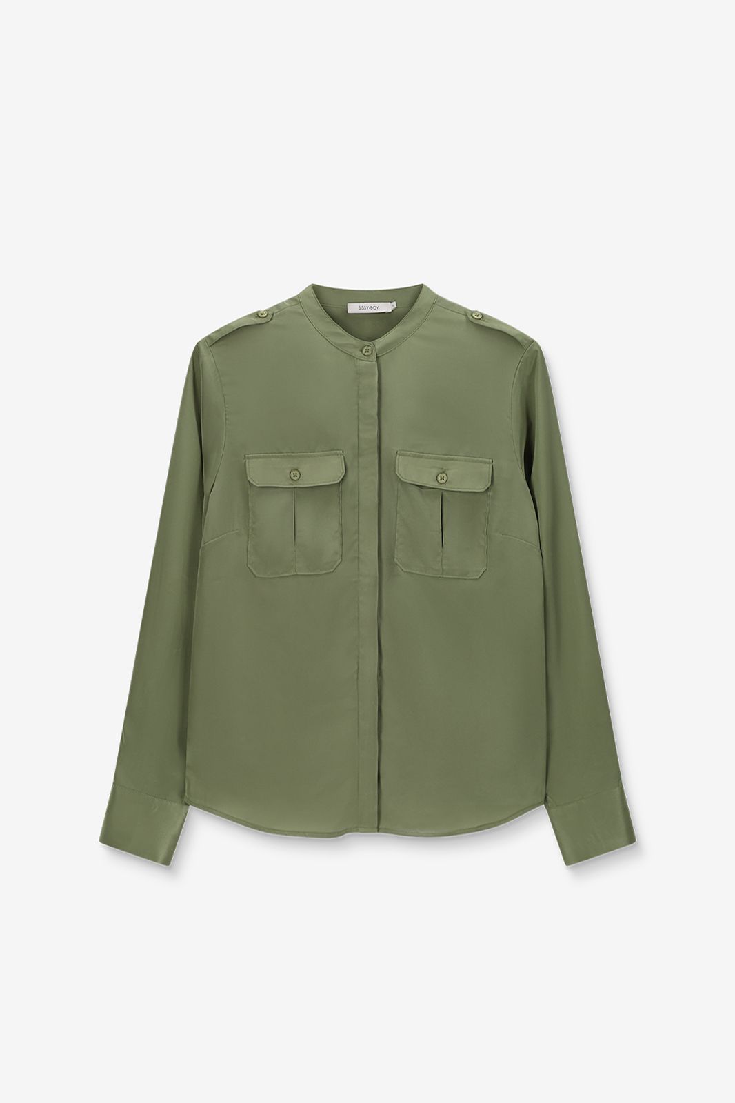 Bluse mit Brusttaschen - grün