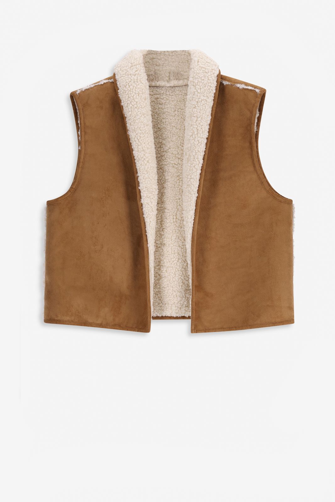 Gilet sans manches duveteux réversible - marron