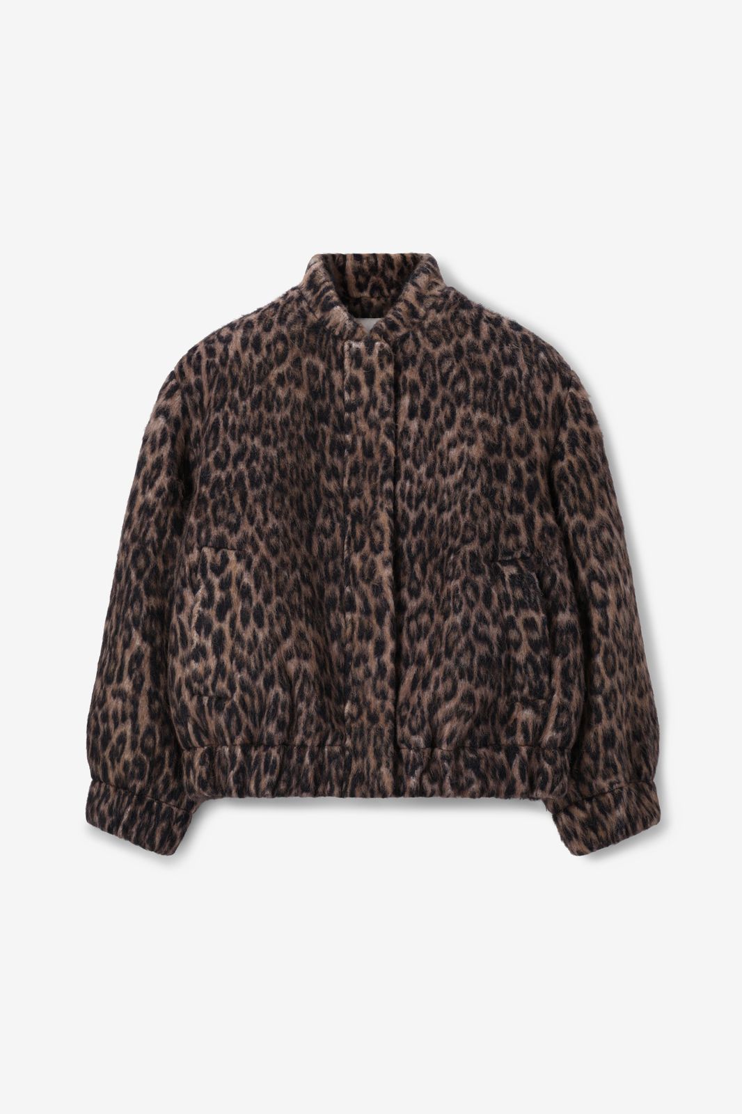 Veste bouclette avec imprimé léopard - marron
