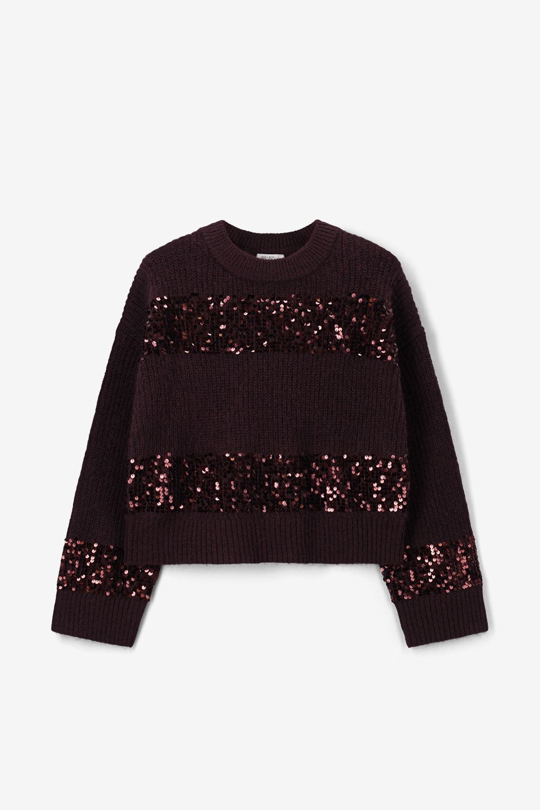 Pull avec paillettes - marron foncé