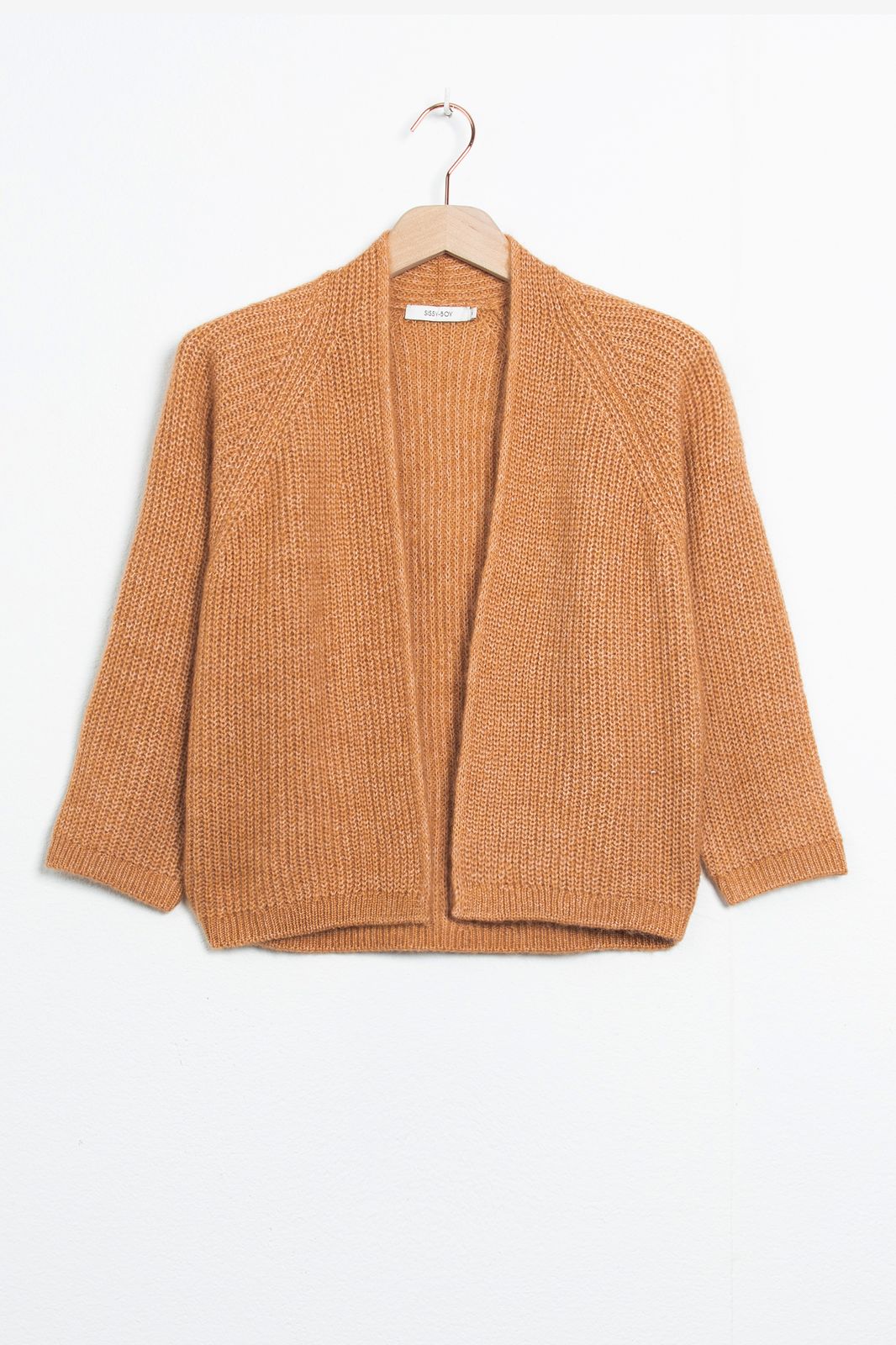 Gilet tricoté avec manches trois-quarts - orange
