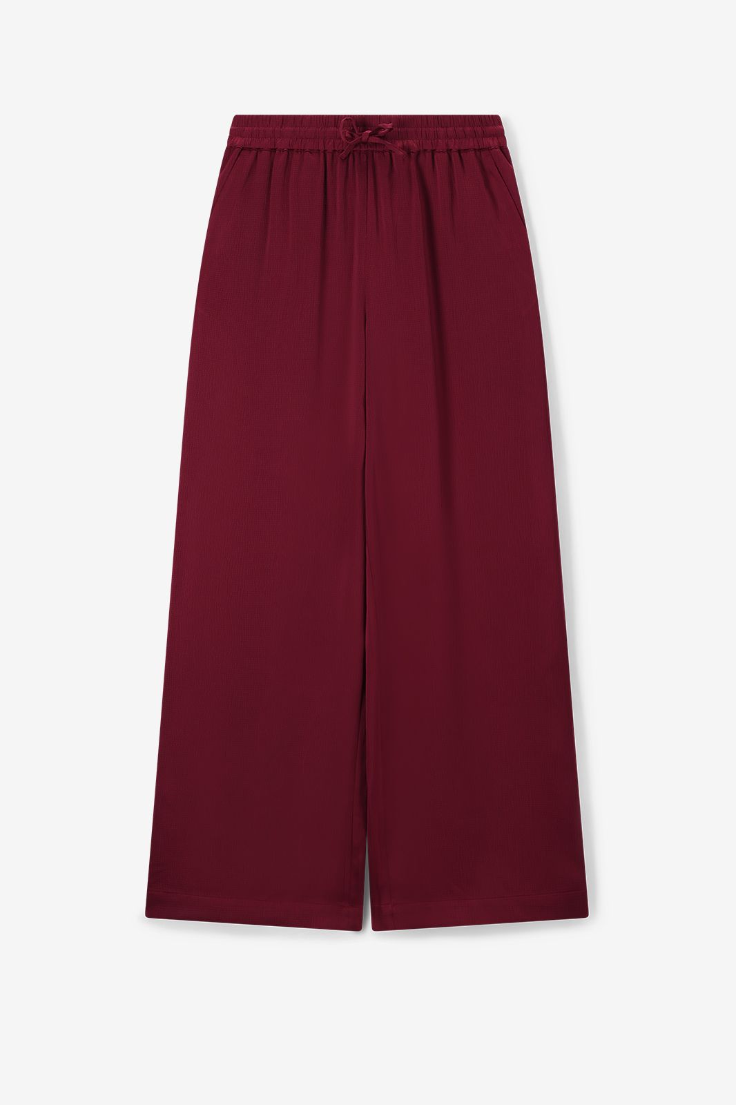 Pantalon taille haute jambes larges - rouge foncé