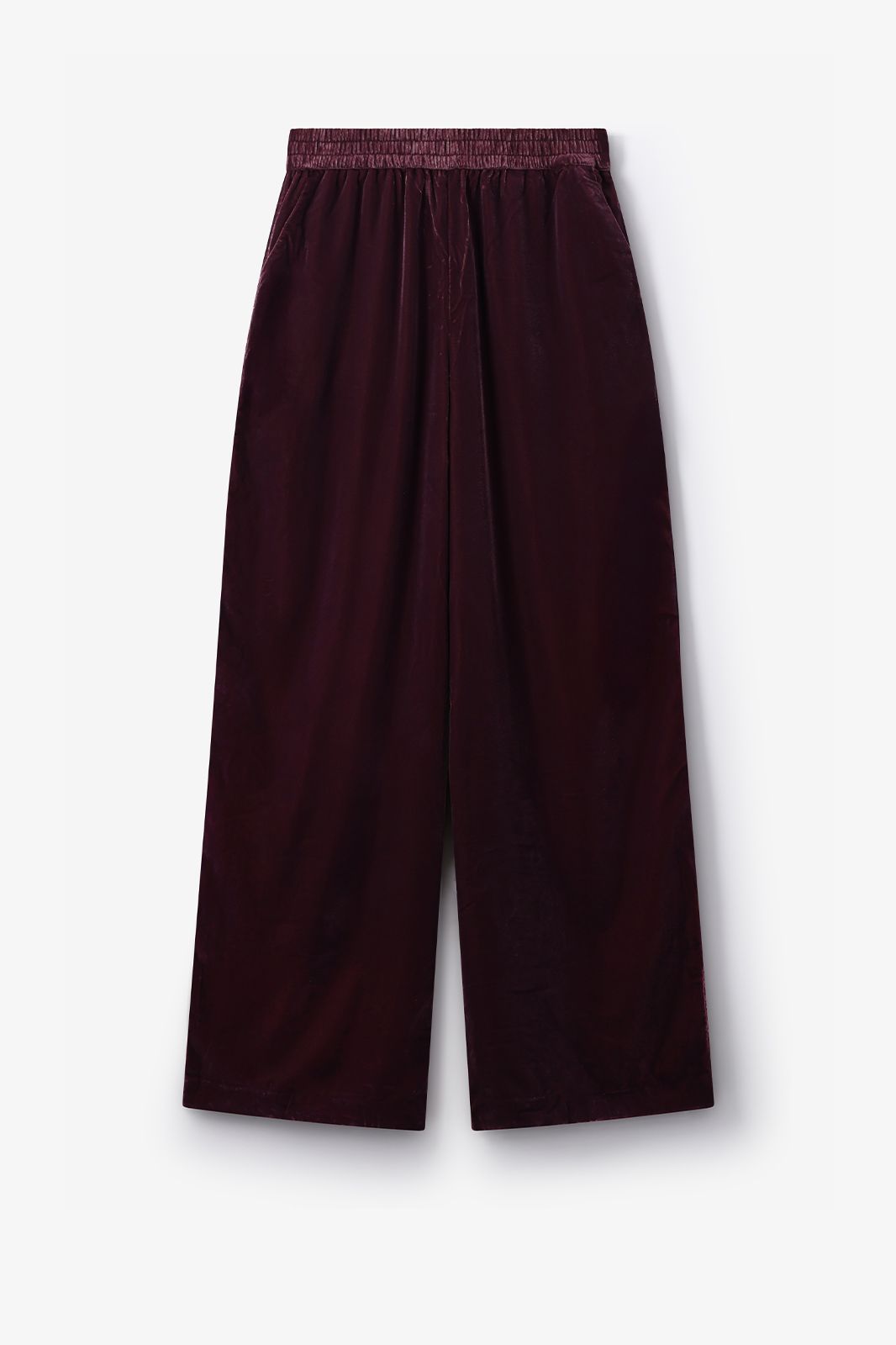 Pantalon jambes larges en velours - rouge foncé