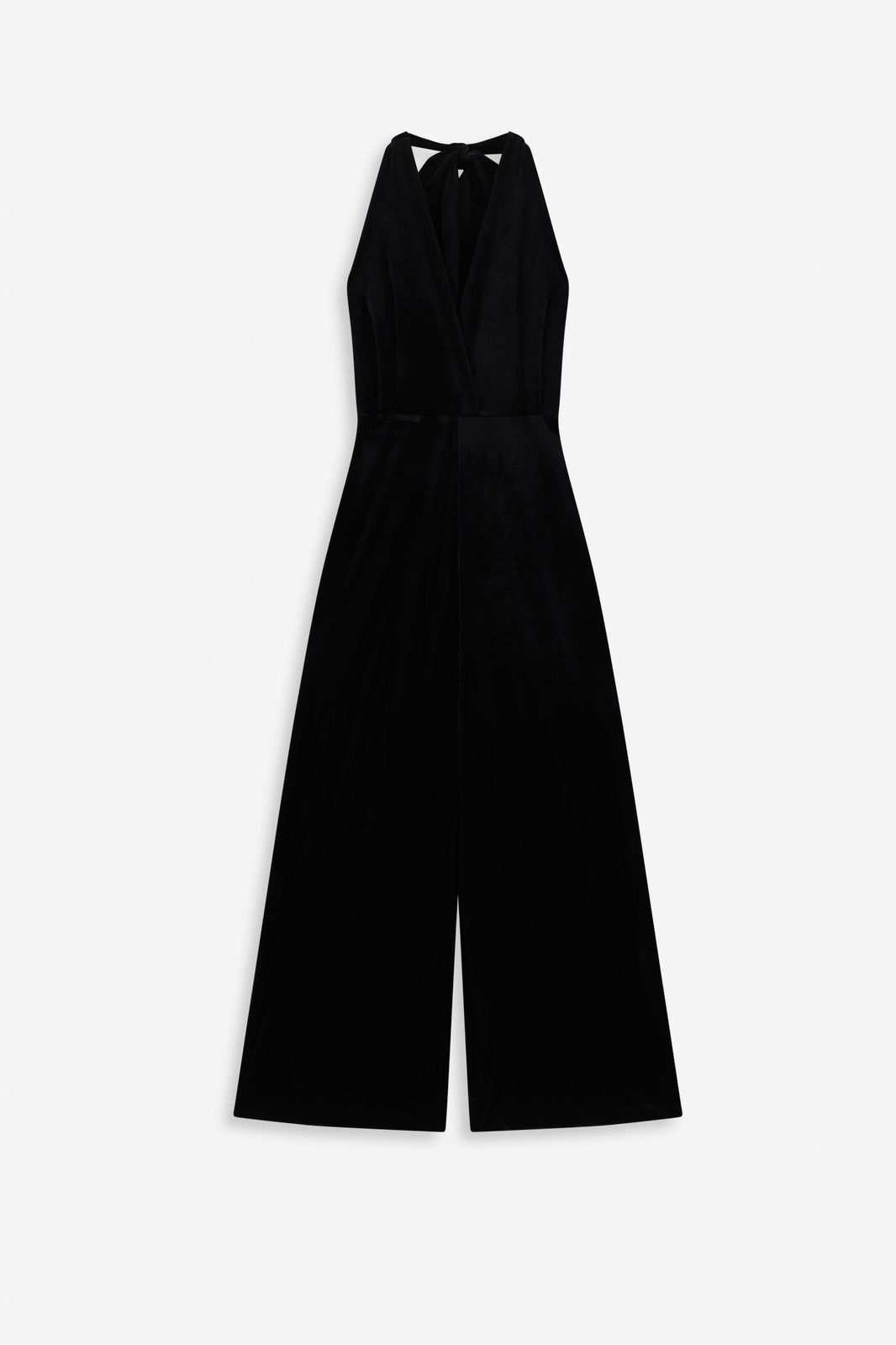 Samt-Jumpsuit mit Haltertop - schwarz