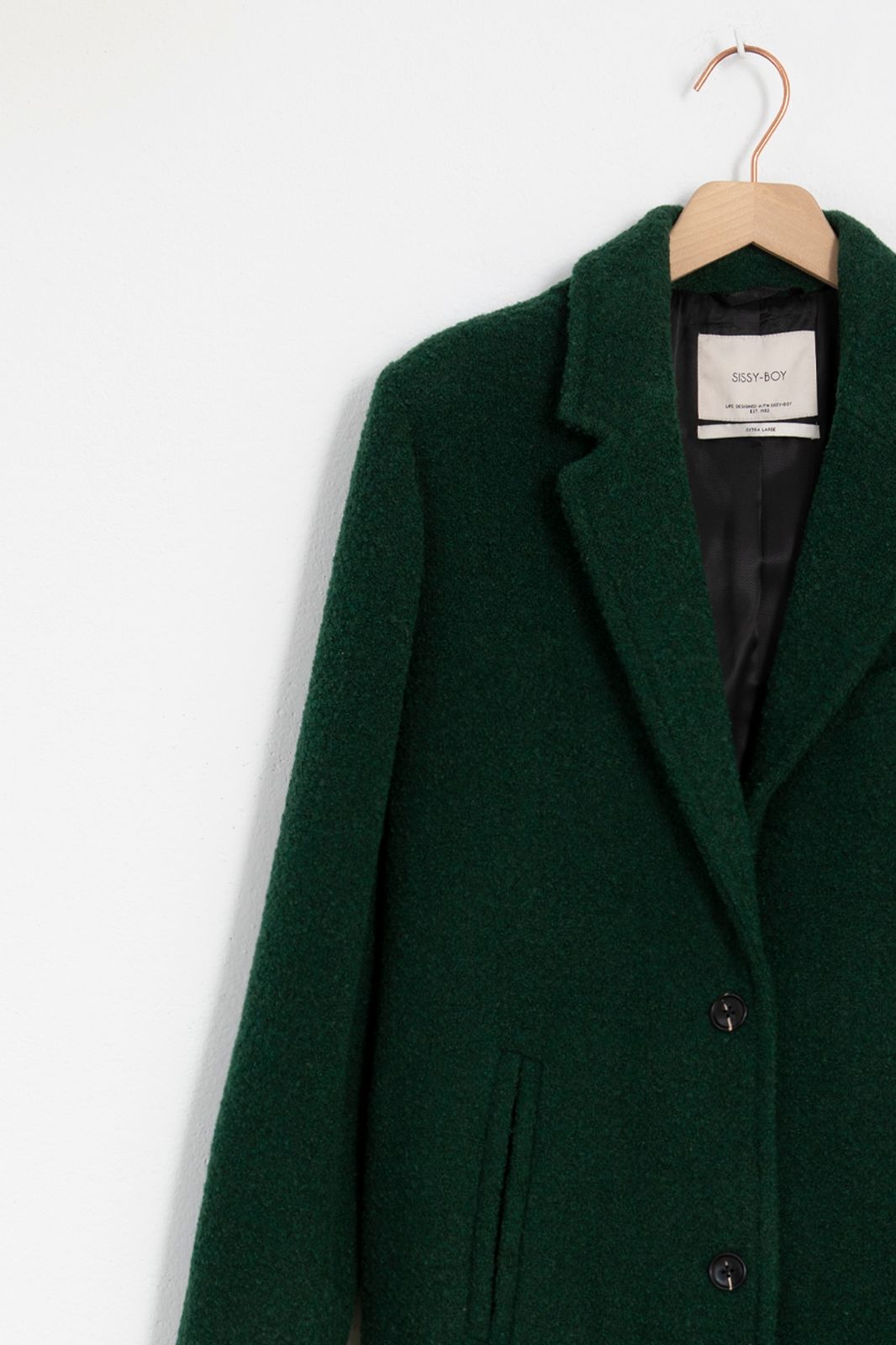 Manteau long en laine - vert foncé