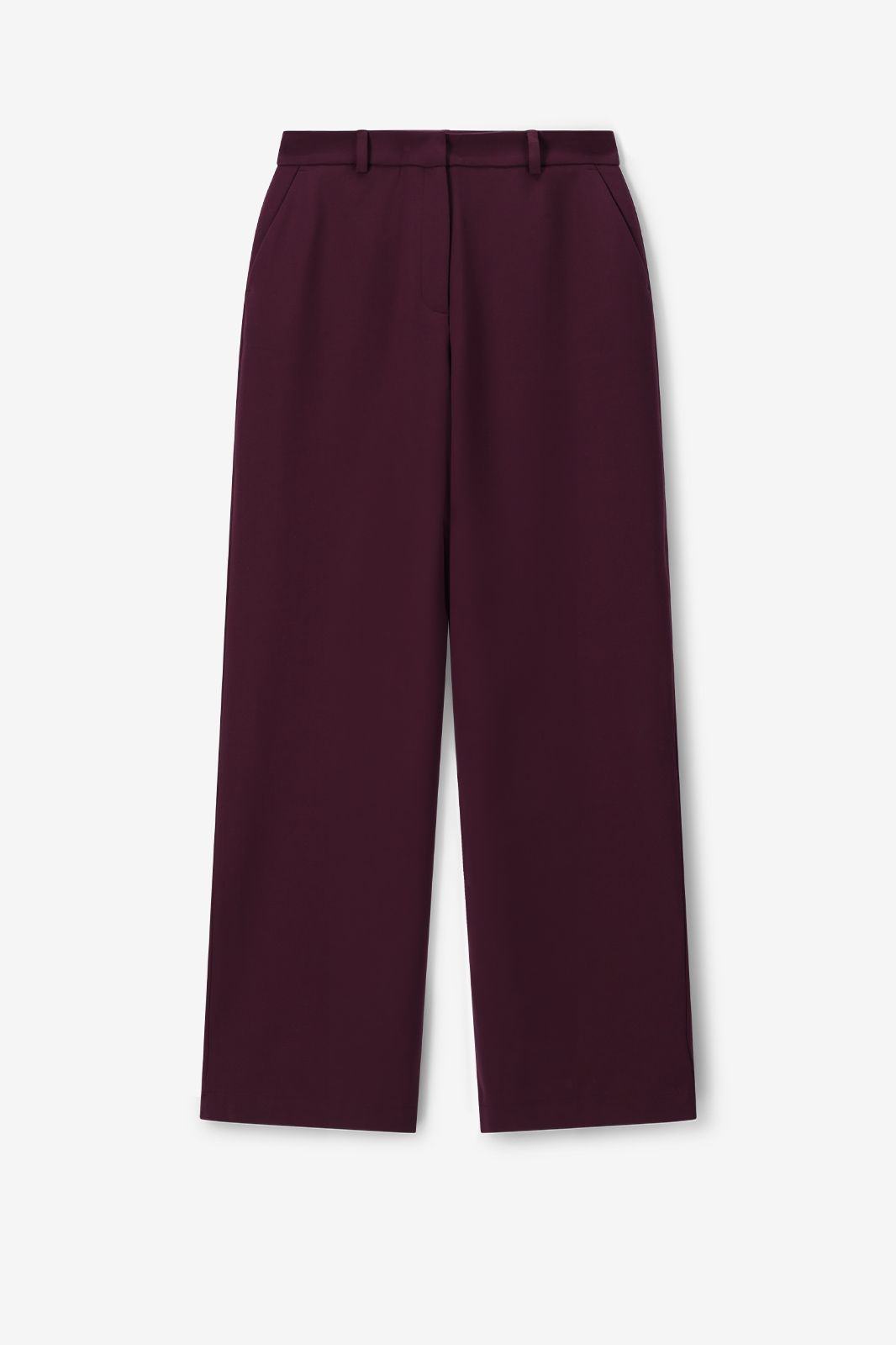 Pantalon taille haute jambes larges - rouge foncé