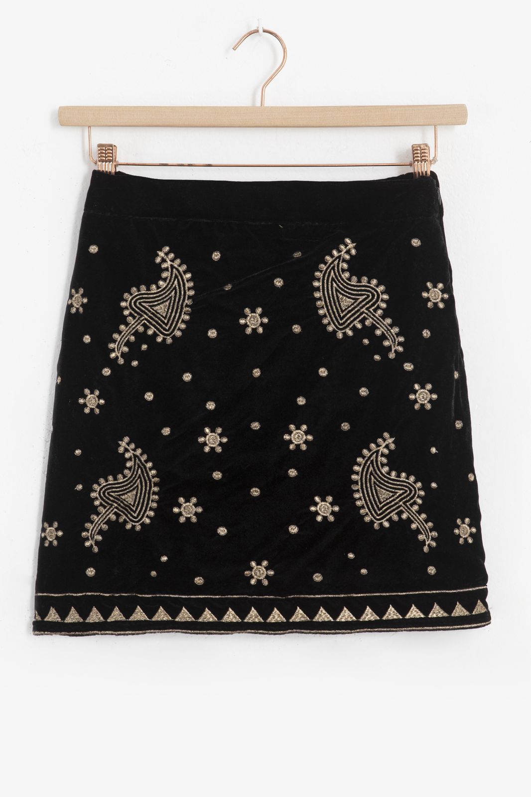 Zwarte velvet rok met sterren borduursel - Dames | Sissy-Boy