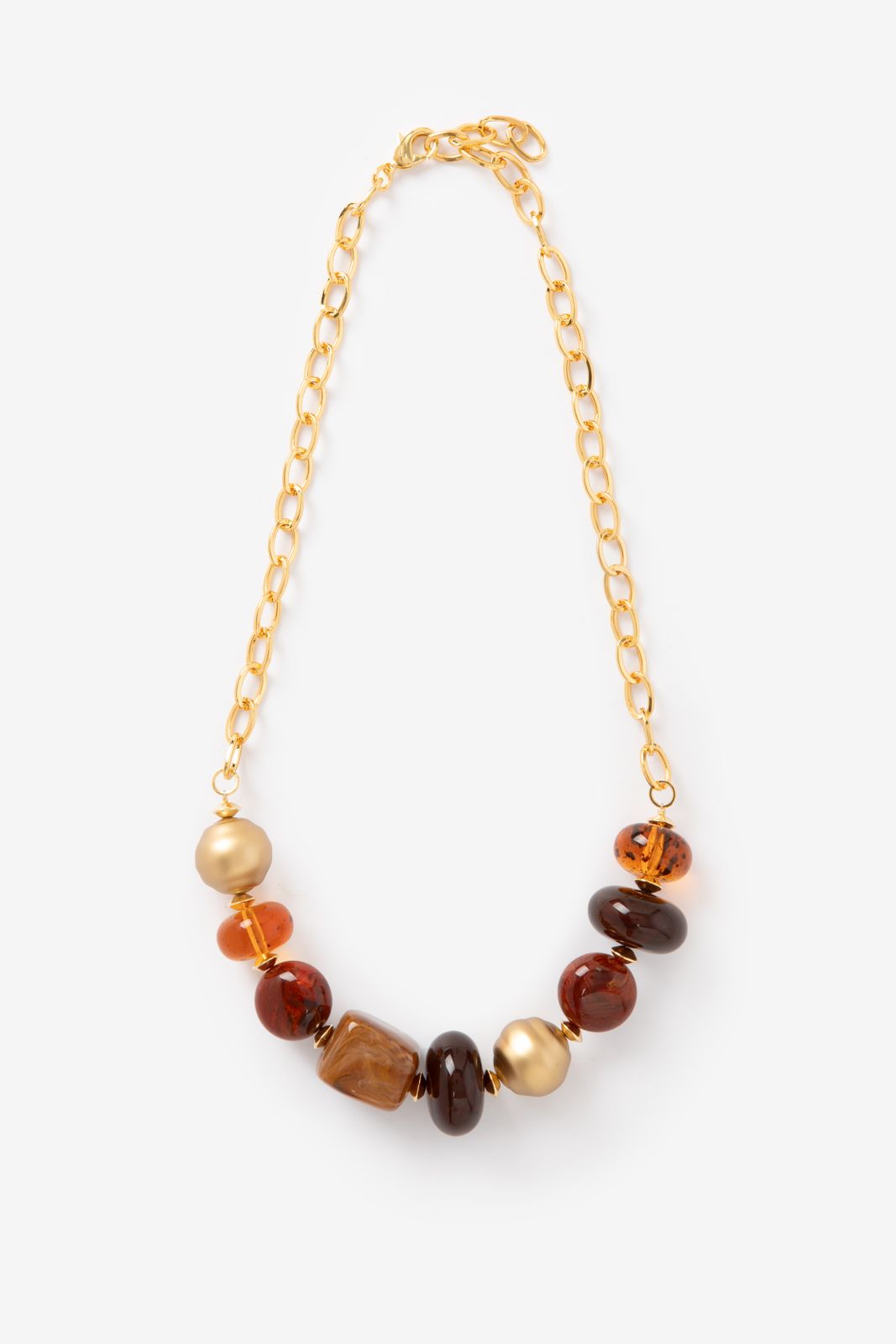 Collier avec perles en résine - marron