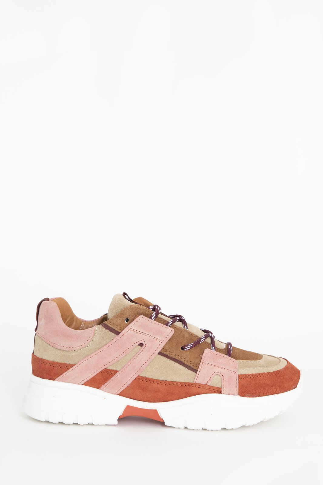 Roze leren sneakers met terra details Dames SissyBoy