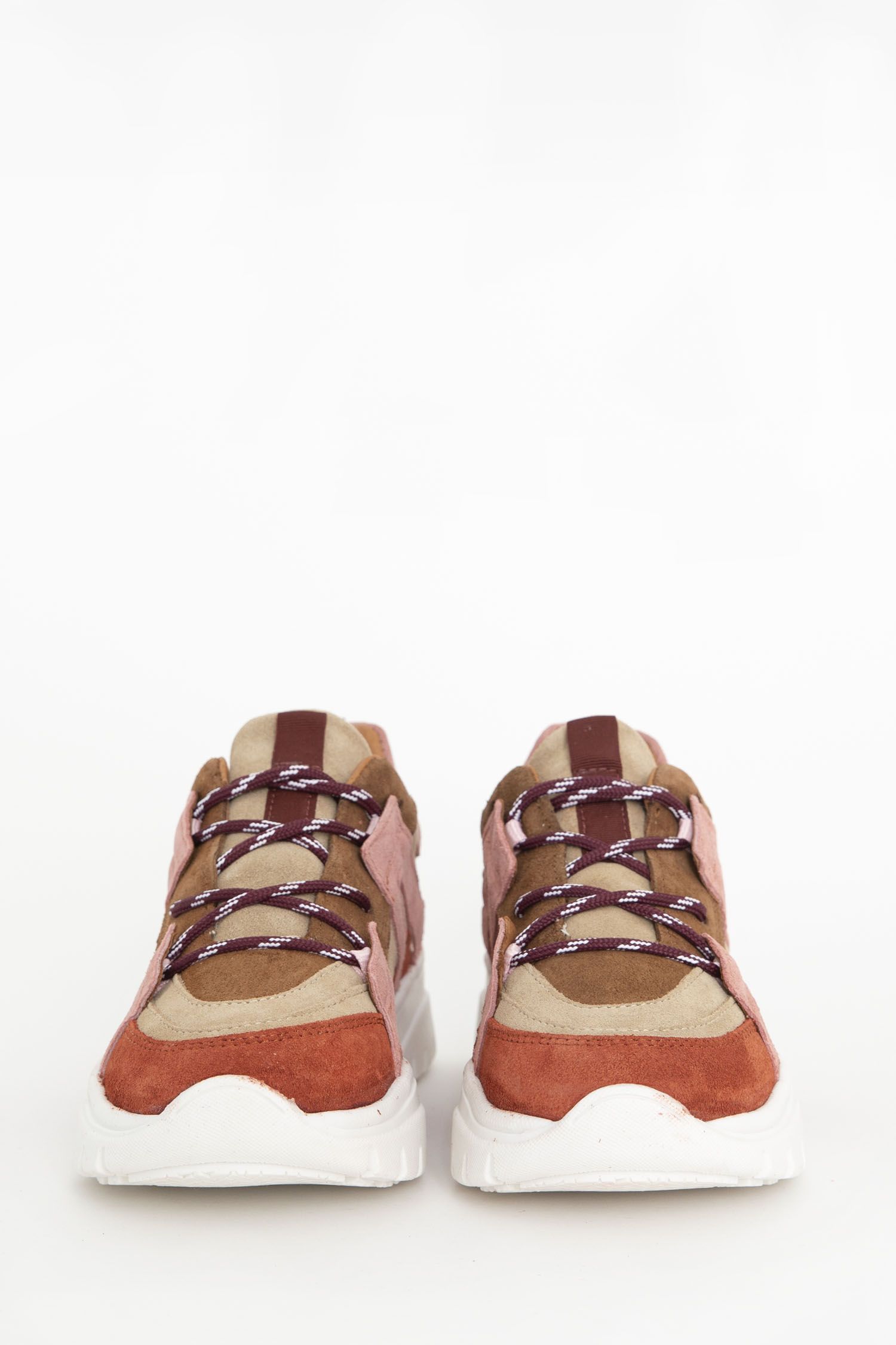 Roze leren sneakers met terra details - Dames | Sissy-Boy