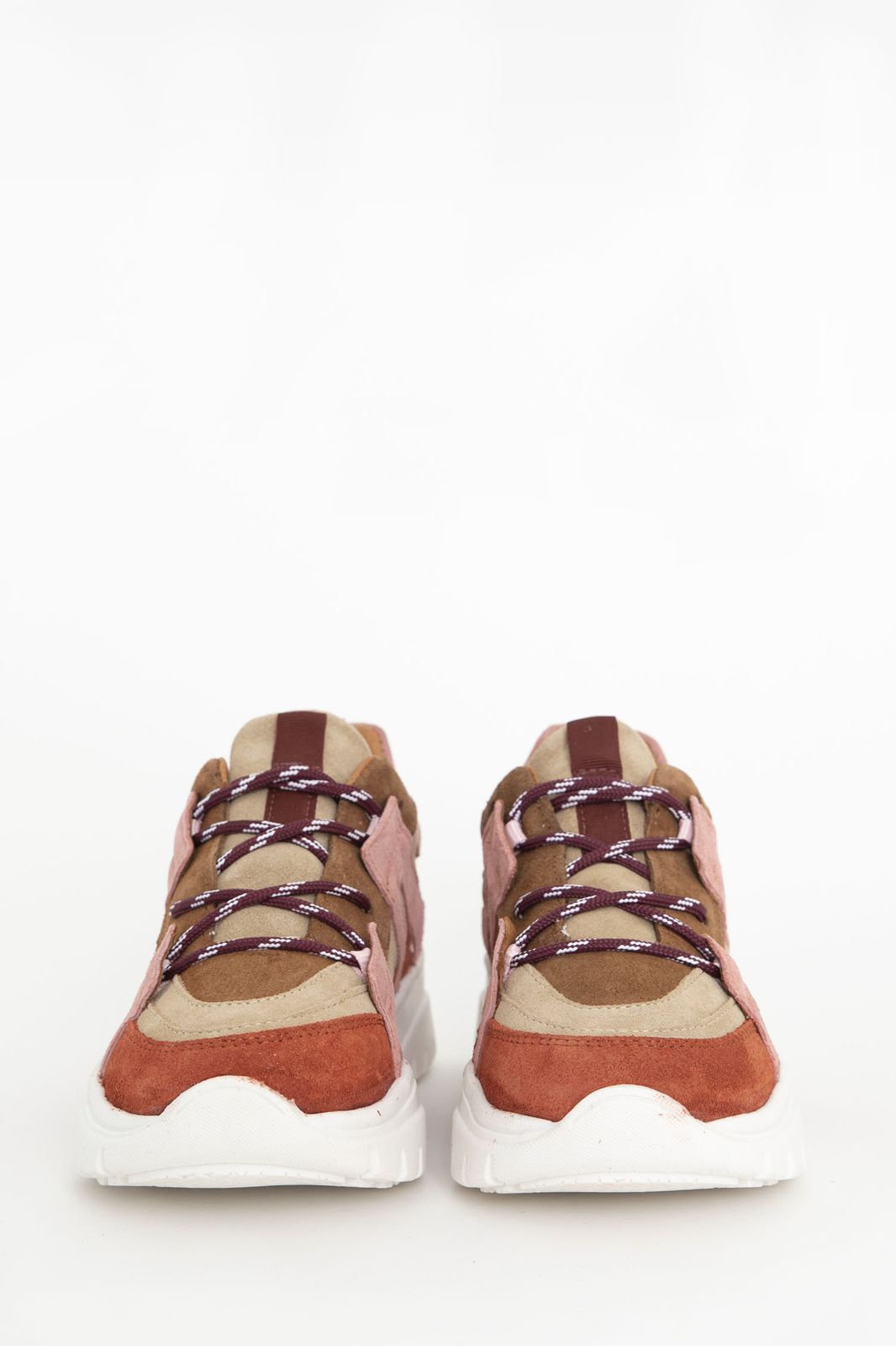 Roze leren sneakers met terra details Dames SissyBoy