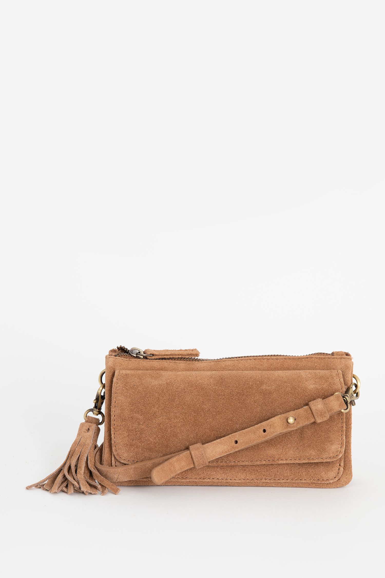 Bruine cheap suede tas