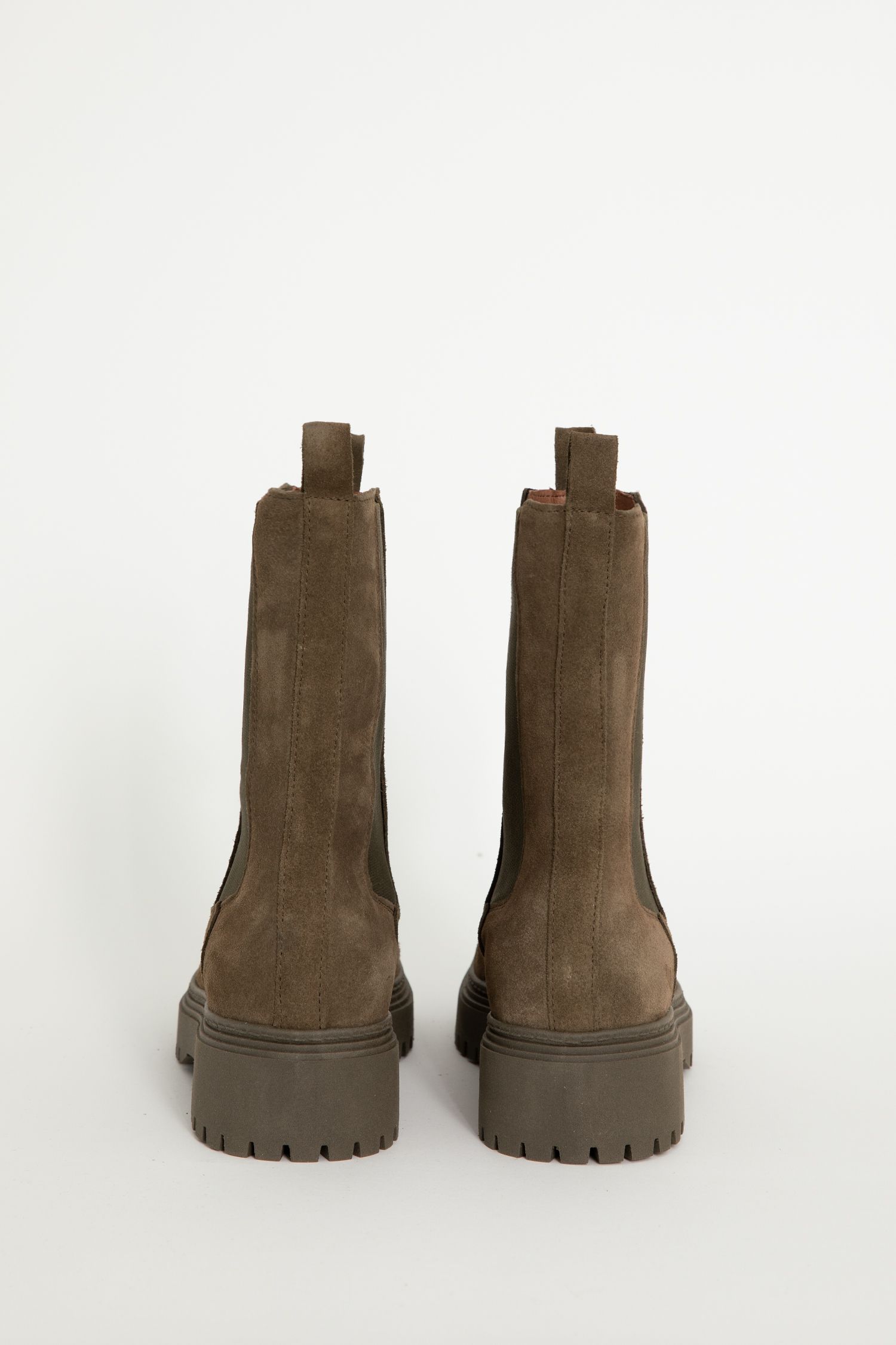 Donkergroene suède chelsea boots met elastiek - Dames | Sissy-Boy