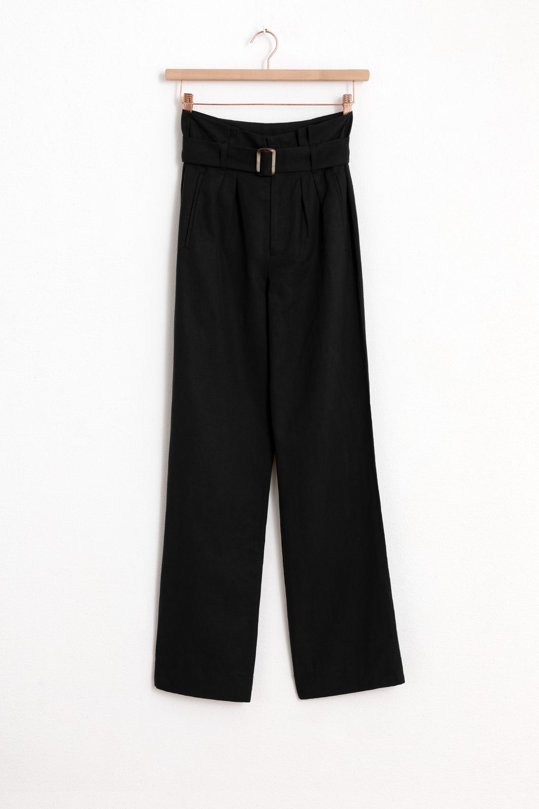Weite Paperbag-Hose - schwarz