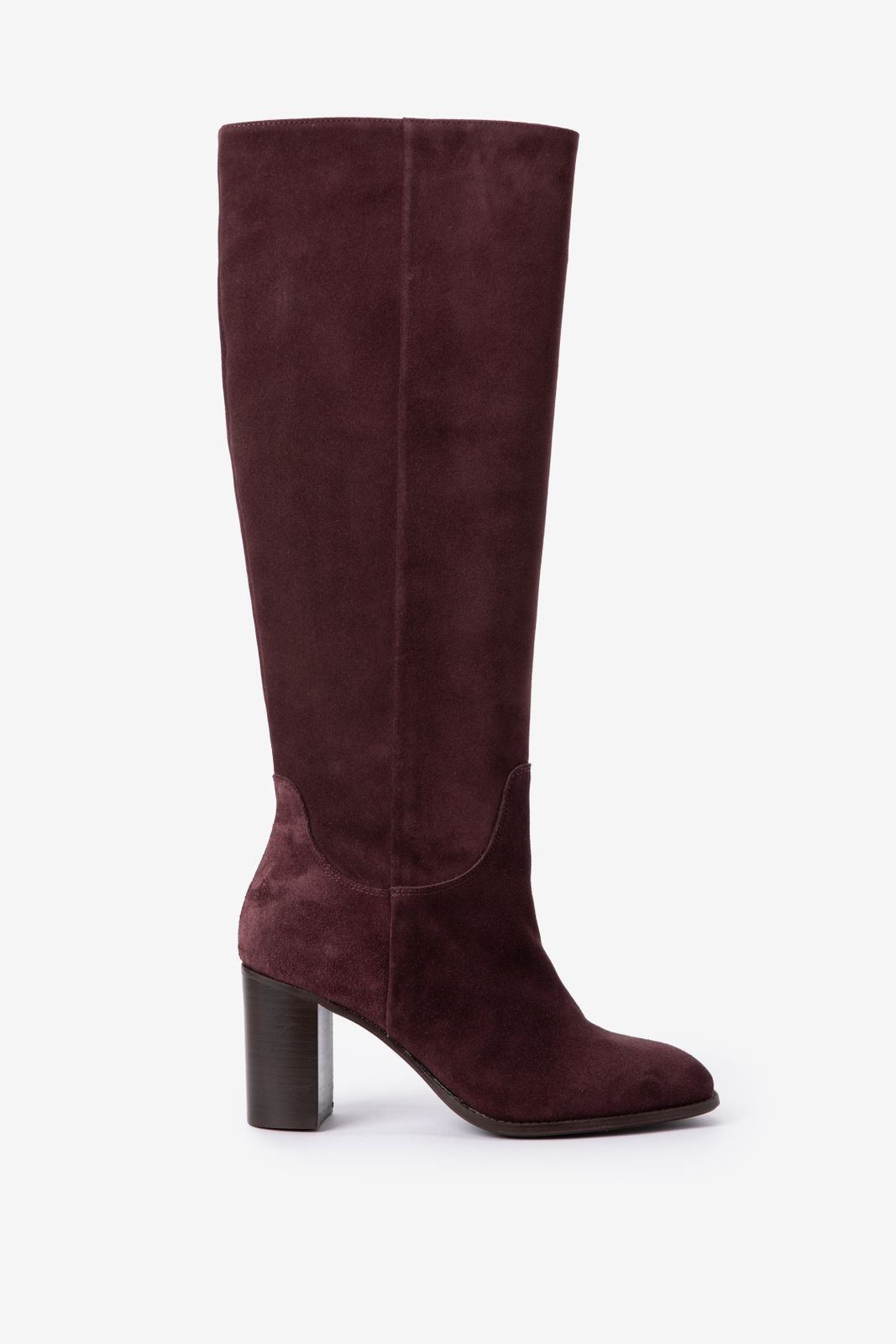 Veloursleder-Stiefel - dunkelrot