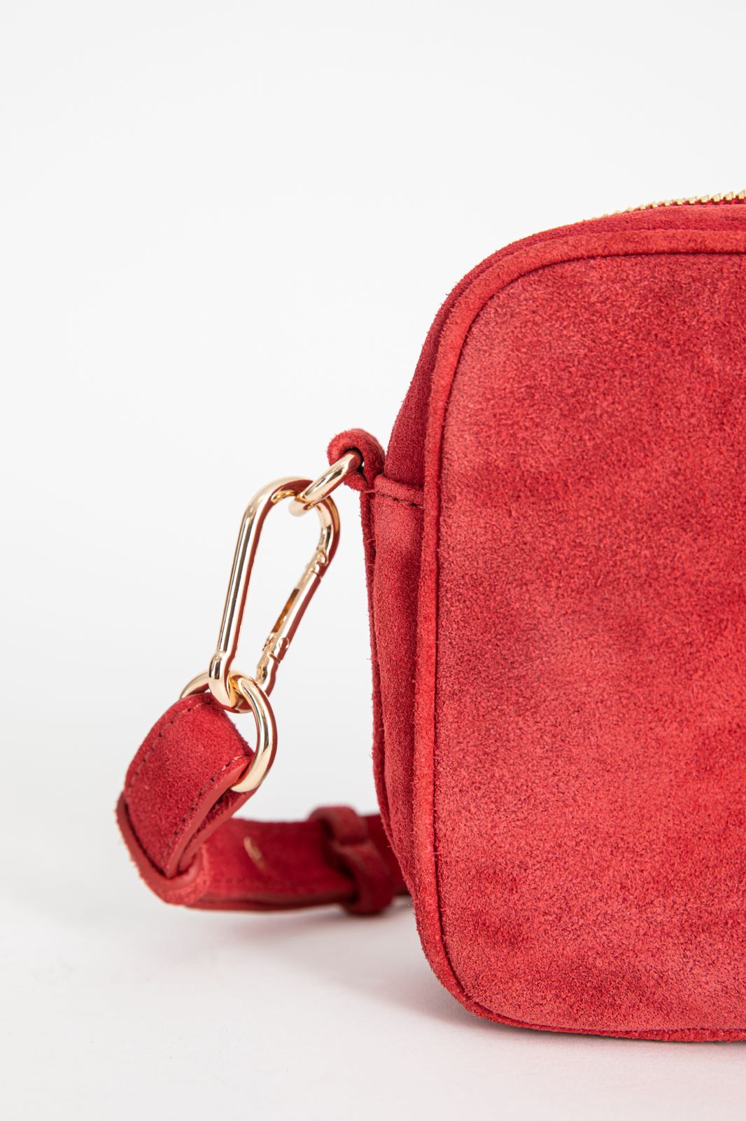 Schultertasche aus Veloursleder - rot