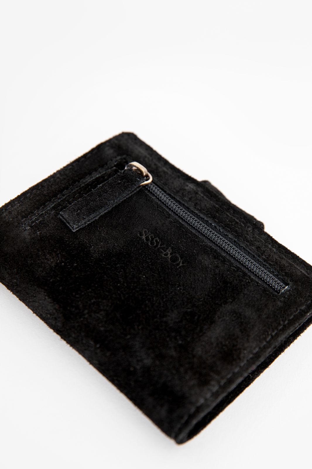 Portemonnaie aus Veloursleder - schwarz